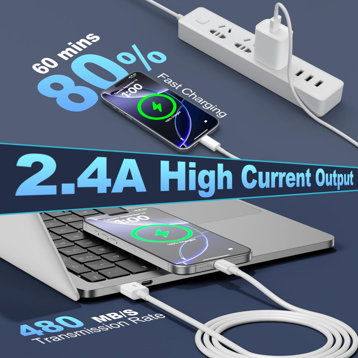 USB to USB C Car Carplay Cable for iPhone18 17,1M USB A to USB C Cable