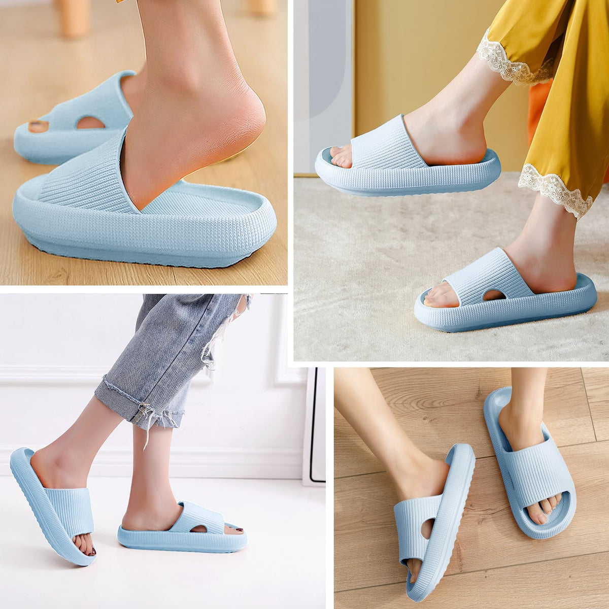 BHFRGAS Sliders Cloud Slippers Women Men，Non-Slip Mens Womens Slippers Cloud Sliders，Soft Flip Flops with Thick Sole for Shower Bathroom Pool Beach