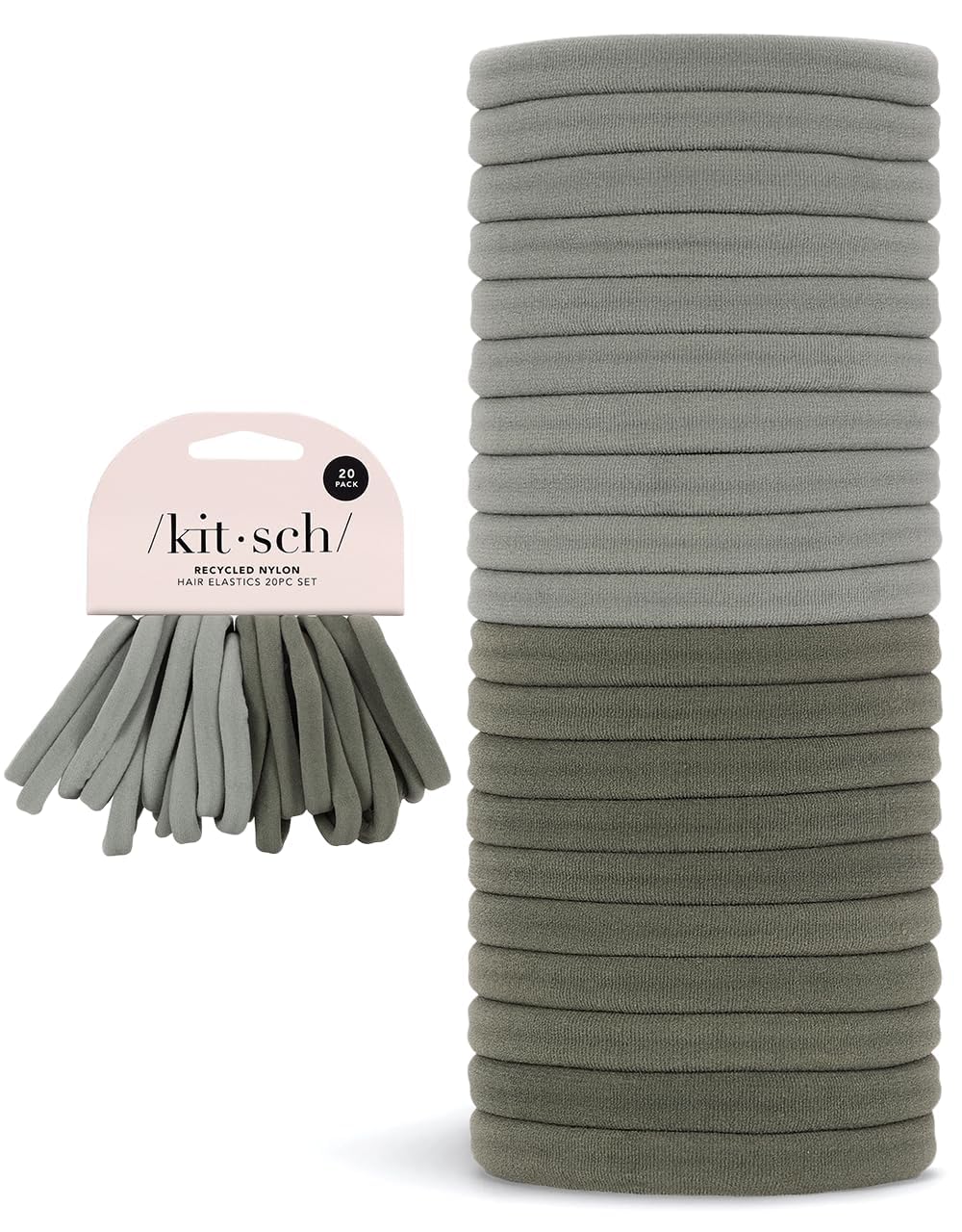 Kitsch Soft Nylon Hair Ties No Damage 6pcs - Black
