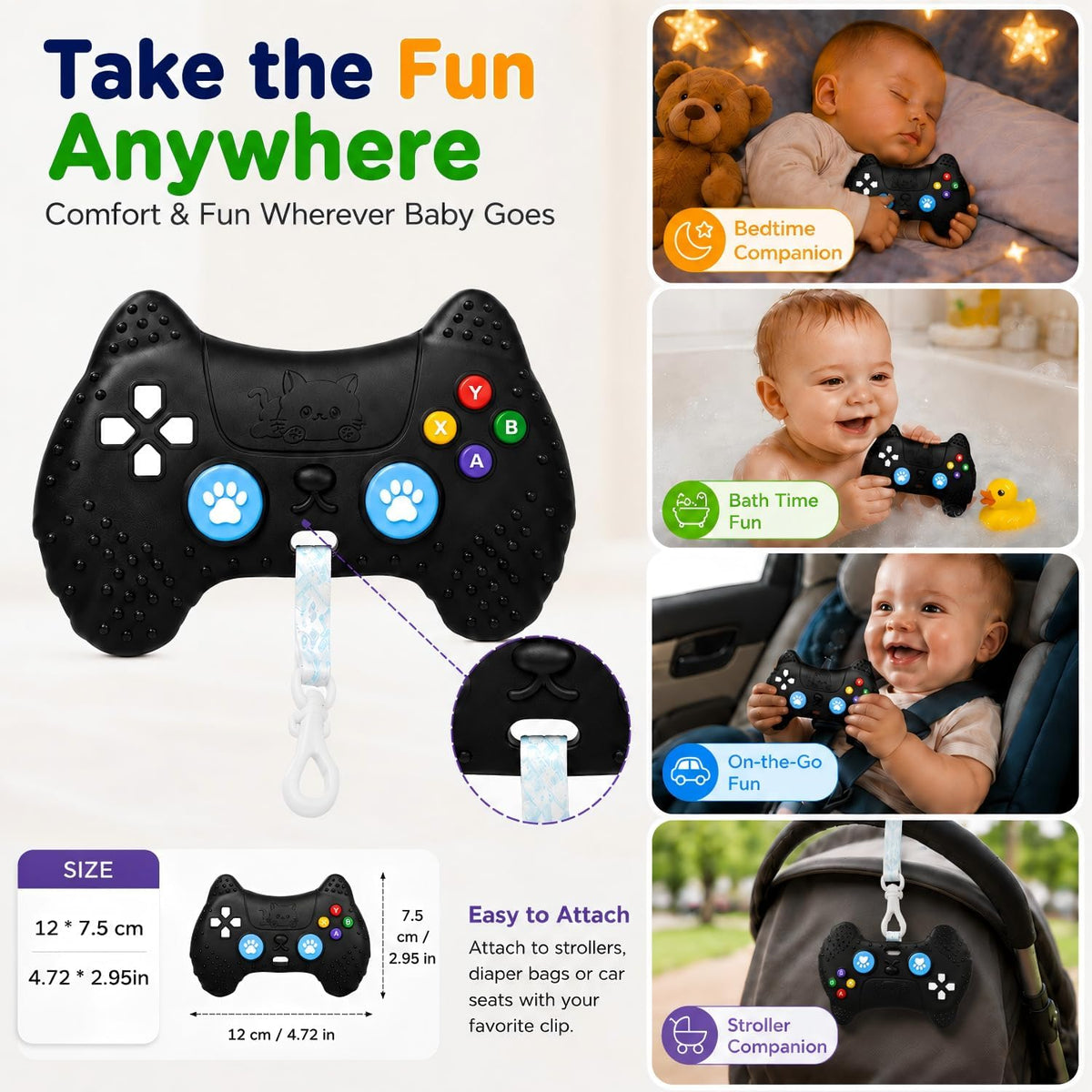 AiTuiTui Baby Teether for Teething Relief Baby Toys 0 3 6 9 12 Months, Sensory Silicone Remote Control Baby Teether Toy for Babies Newborn Infant Boy Girl Autism Toys for Baby Gifts
