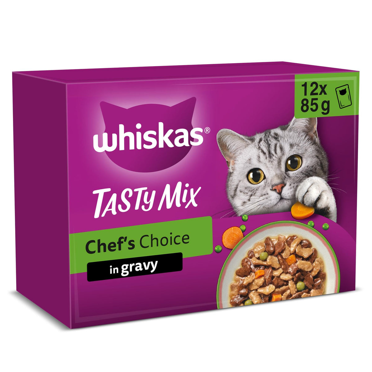 whiskas Tasty Mix 1+Chef´s Choice in Gravy 40x85g Pouches, Adult Cat Food