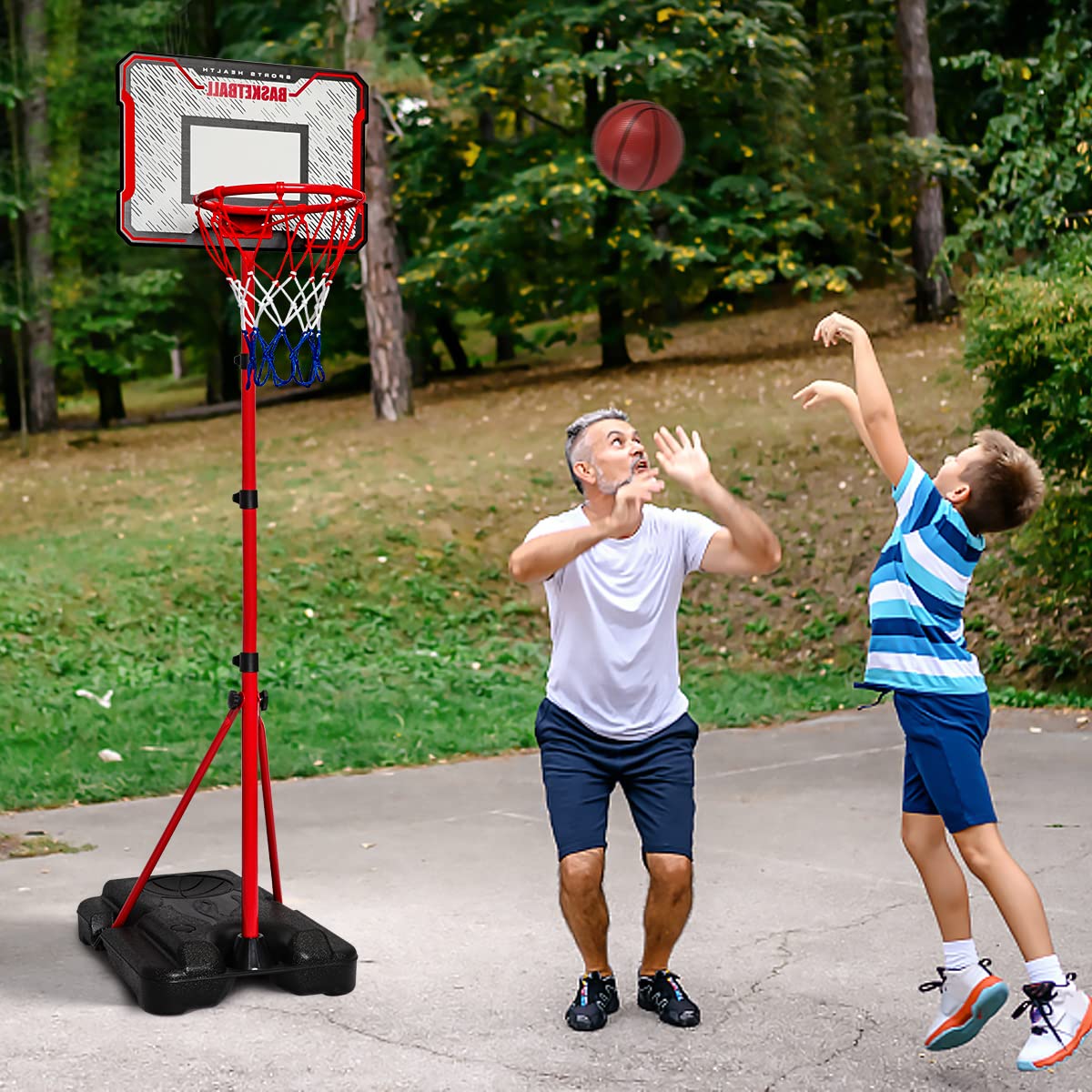 MELAND Kids Basketball Hoop Outdoor, 104-190cm Height Adjustable Stand with 3 Balls, Portable Indoor Outside Sports Toys, Birthday Gifts for 3-10 Year Old Boys Girls