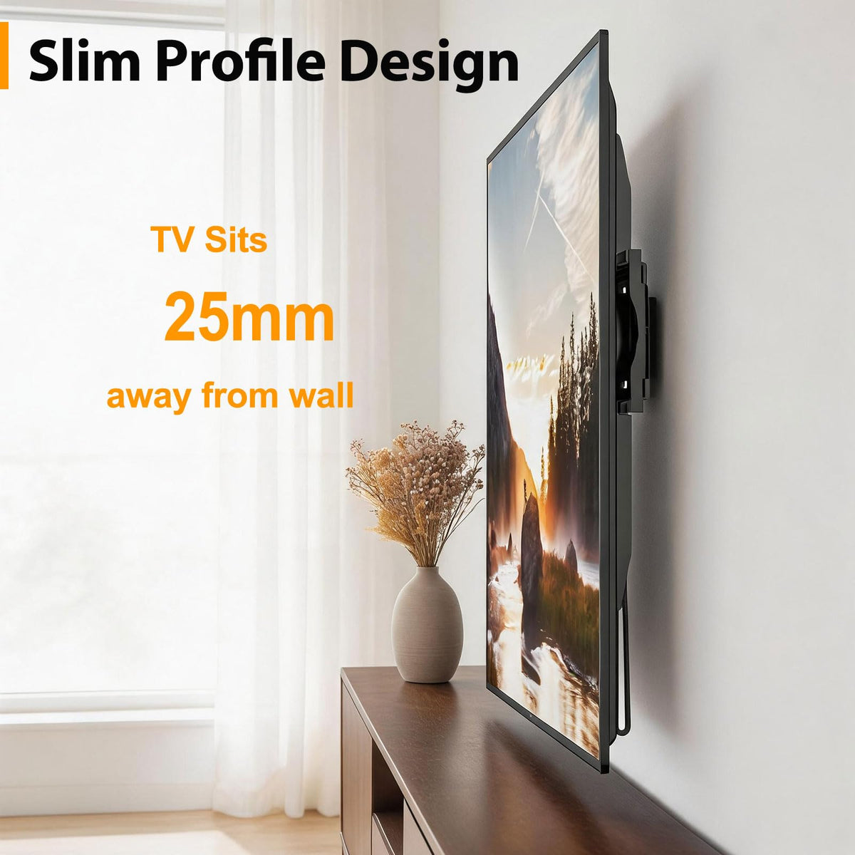 TV Wall Bracket Tilt for 14-42" LED/LCD/OLED Flat&Curved TVs Monitor, Support 25kg with Max VESA 200x200mm Spirit Level Included, Television Wall Mount Fit 32 38 40 inch Universal TV Bracket