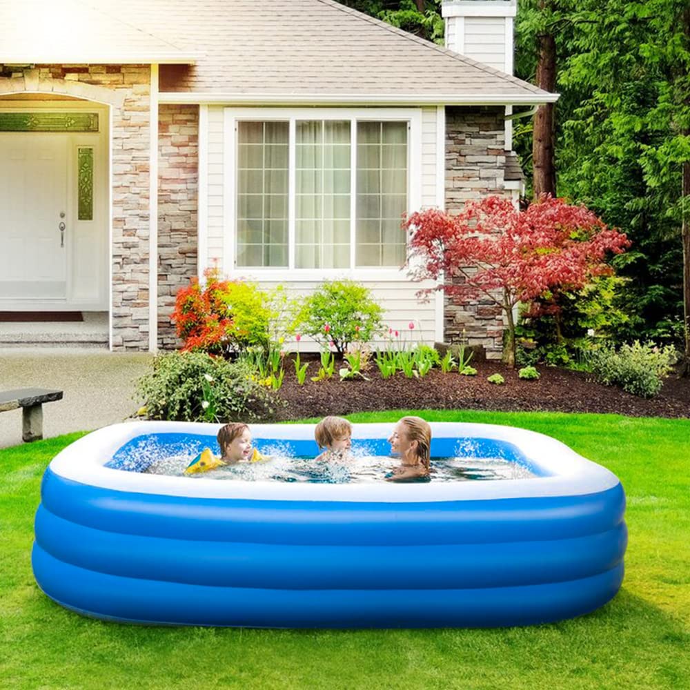 GALAXYER Rectangular Inflatable Paddling Pool — 205x125x45cm, 703 Litres | Family Garden Pool