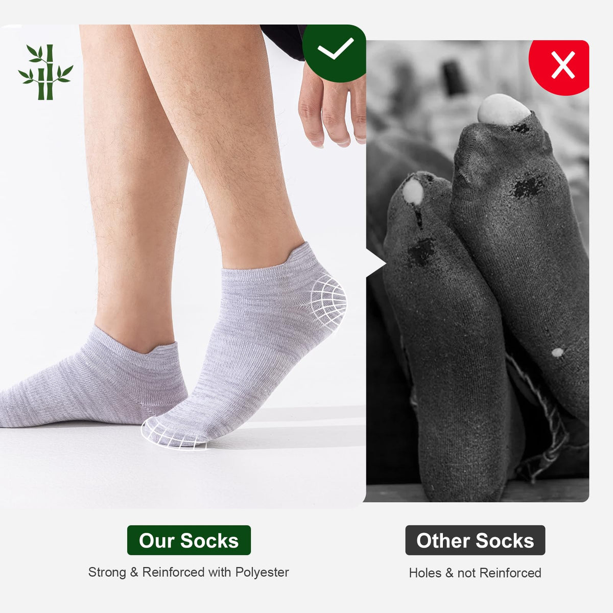 Niorasen Bamboo Trainer Socks for Men & Women, 6 Pairs, Low Cut