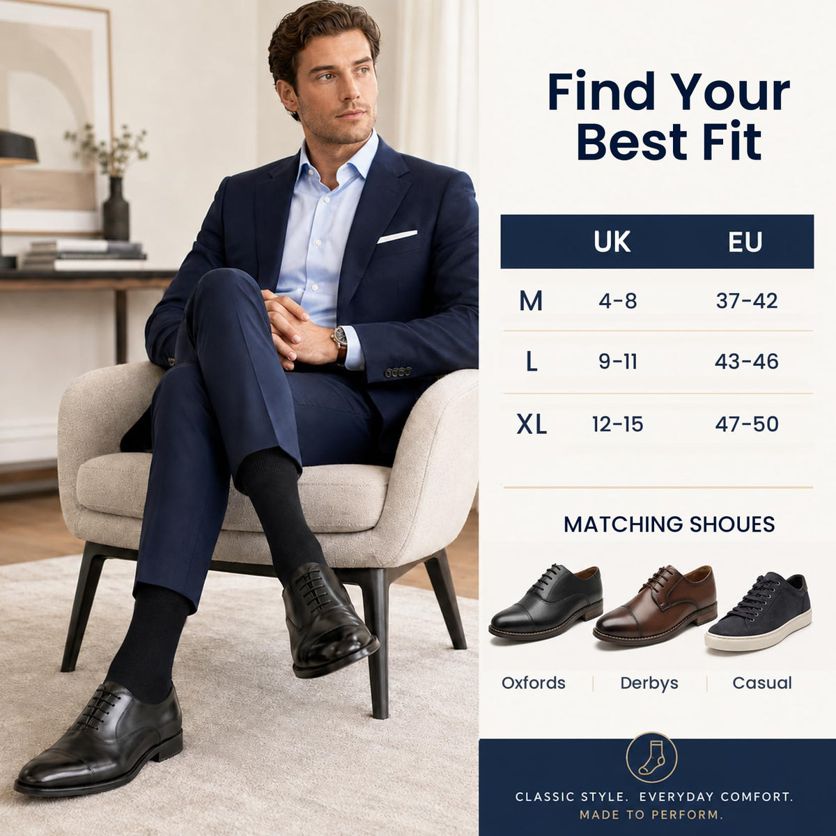 Mens Socks, 6/12 Pairs Cotton Business Socks for Men