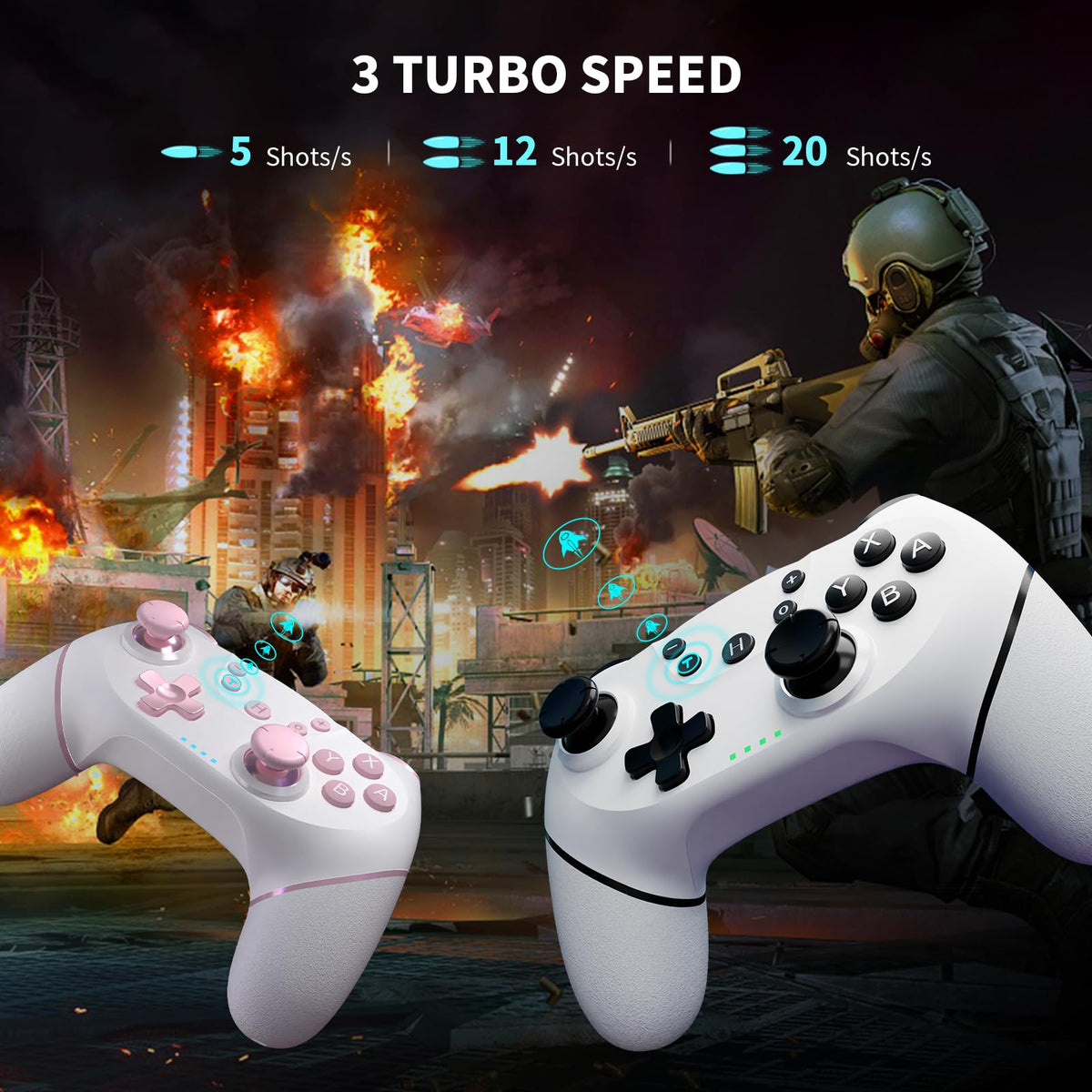 AceGamer 2pcs Wireless Controller for Switch 2/Switch/Lite/OLED, Controller for Switch Pro with Wake-up Function with One Button, Switch Pro Controller with Dual Vibration/Turbo/Screenshot