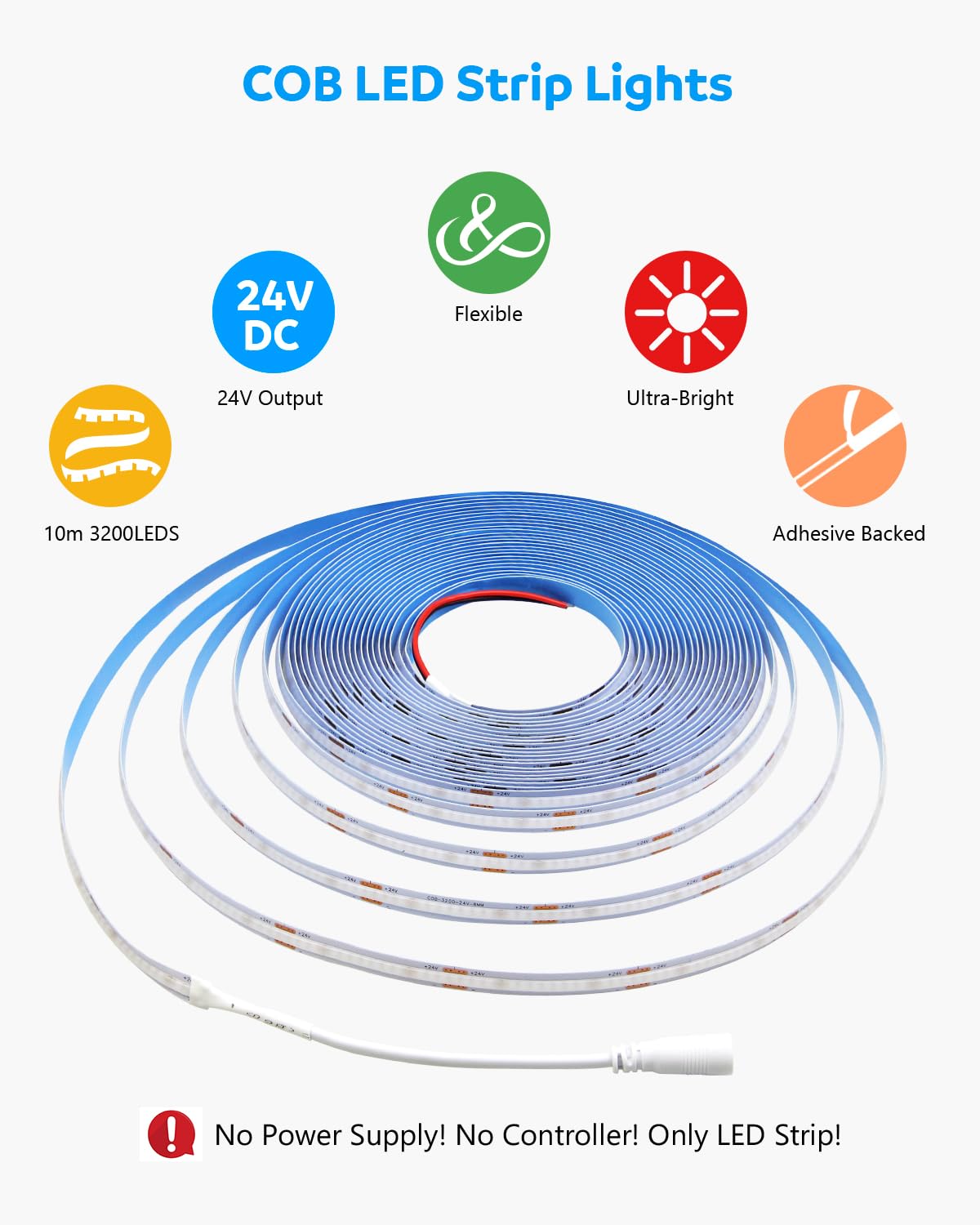 Aclorol 12V Red LED Lights for Bedroom 5M Fleixible COB LED Strip Light