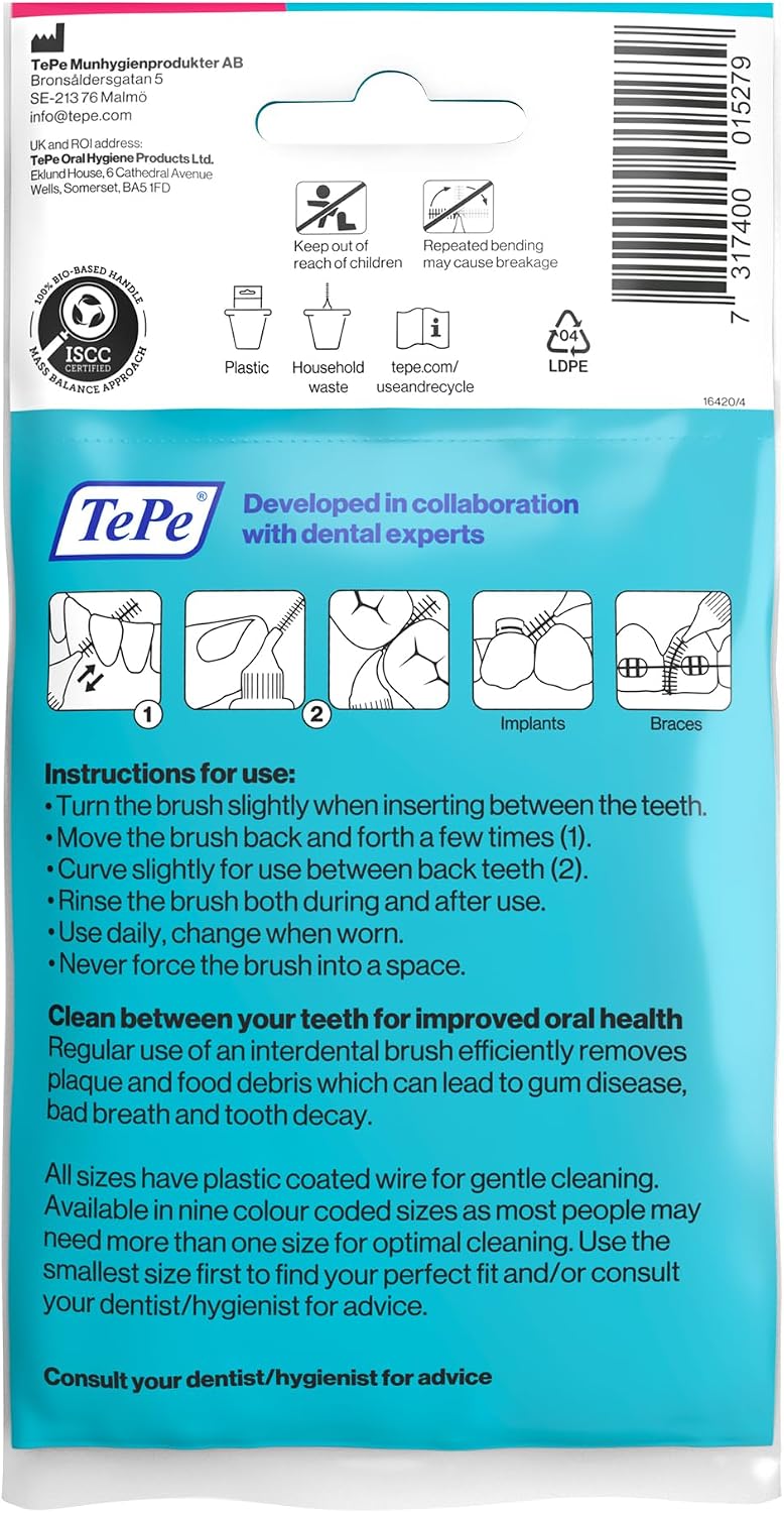 TePe Interdental Brush, Original, Pink, 0.4mm/ISO 0, 8pcs