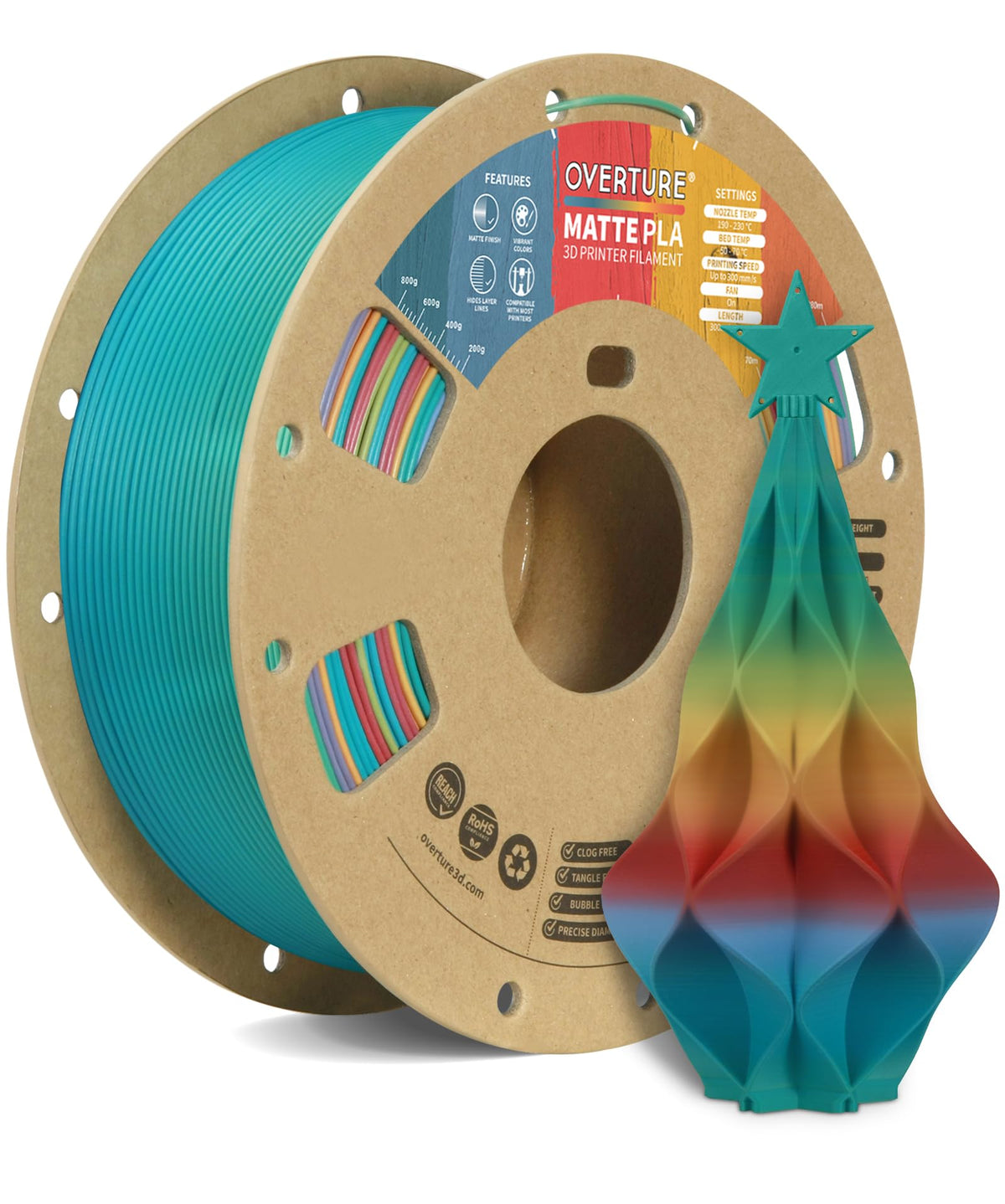 OVERTURE Matte PLA 3D Printer Filament 1.75mm, 1kg Light Brown