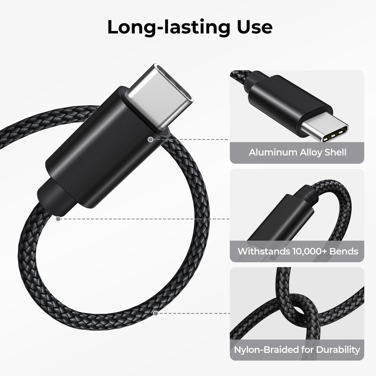 BASESAILOR Charger Cord for PS5/PS5 Pro Controller,Xbox Series X/S 2M 2Pack