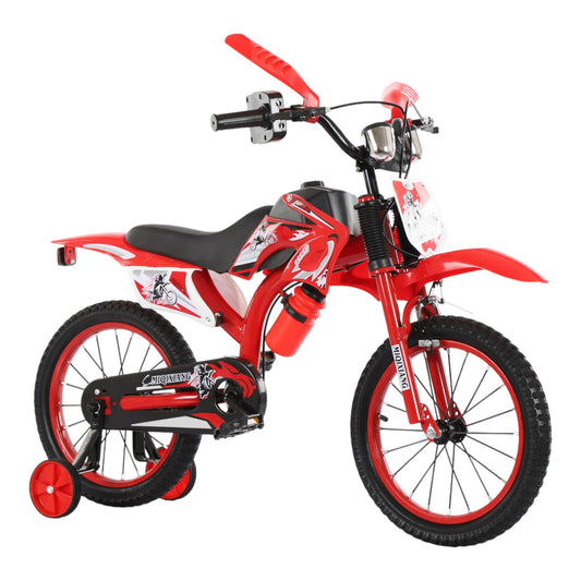 12" 16" 20" Boys Motorcross Bike with Stabilisers Black Red Green Blue Pink Moto Wheels Kids Bicycle for Ages 2-9 Years Old Motorcycle Sound Motorcross