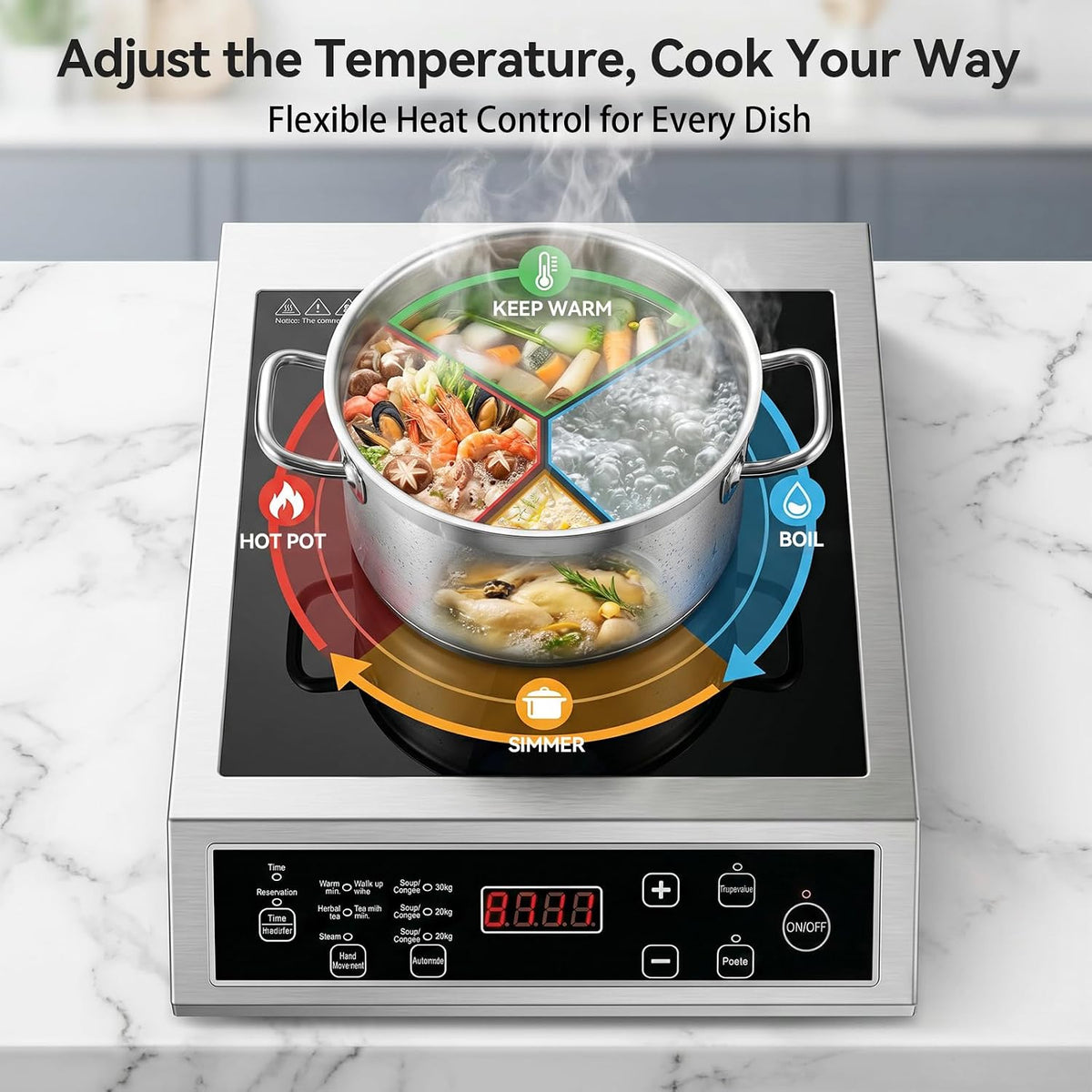 3500W Commercial Single Induction Cooker, Heavy Duty Touch Control Hob