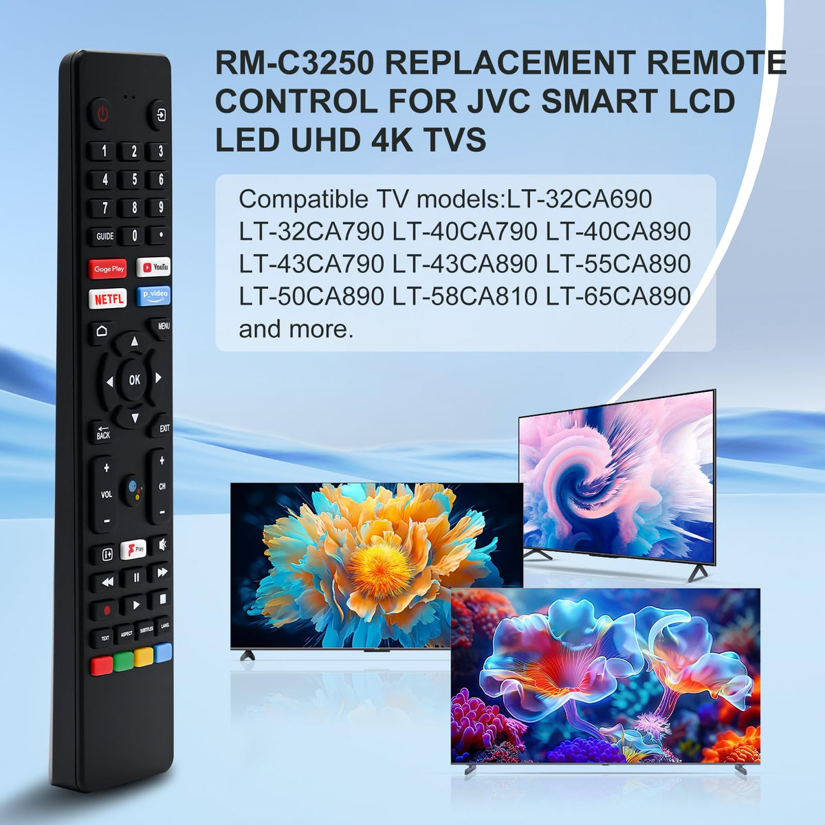 Replacement Hisense TV Remote Control for Hisense VIDAA 4K UHD FHD QLED LED LCD HDTV Smart TV Remote Replacement with 12 Shortcut Buttons, No Setup Required