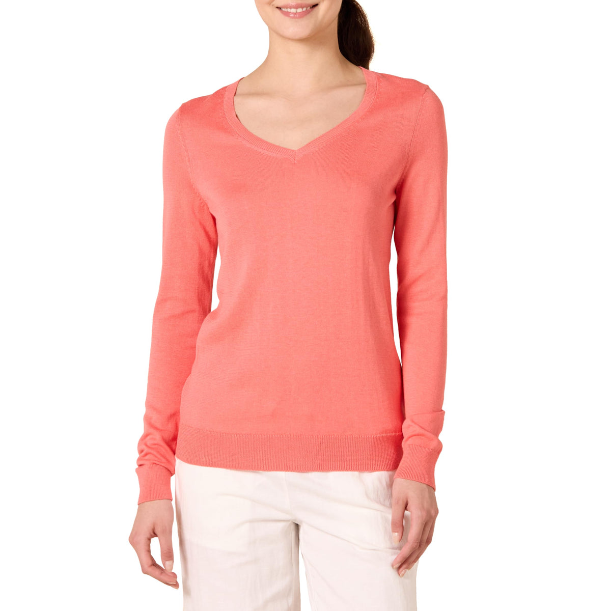 Amazon Essentials Women's Regular-Fit Lightweight Long-Sleeve V-Neck Jumper