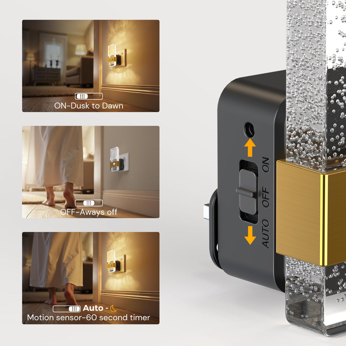 LOHAS-LED Night Light Plug in Wall with Motion Sensor, Dimmable Night Light