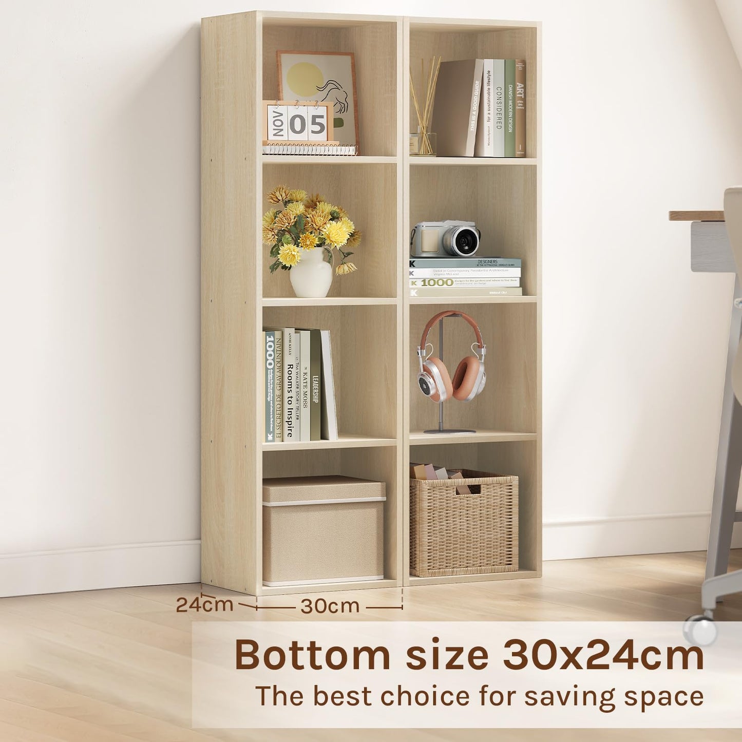 WOLTU Bookcase, White Book Shelf 6 Storage Cubes Unit, Tall Freestanding Bookcases for Living Room,Bedroom