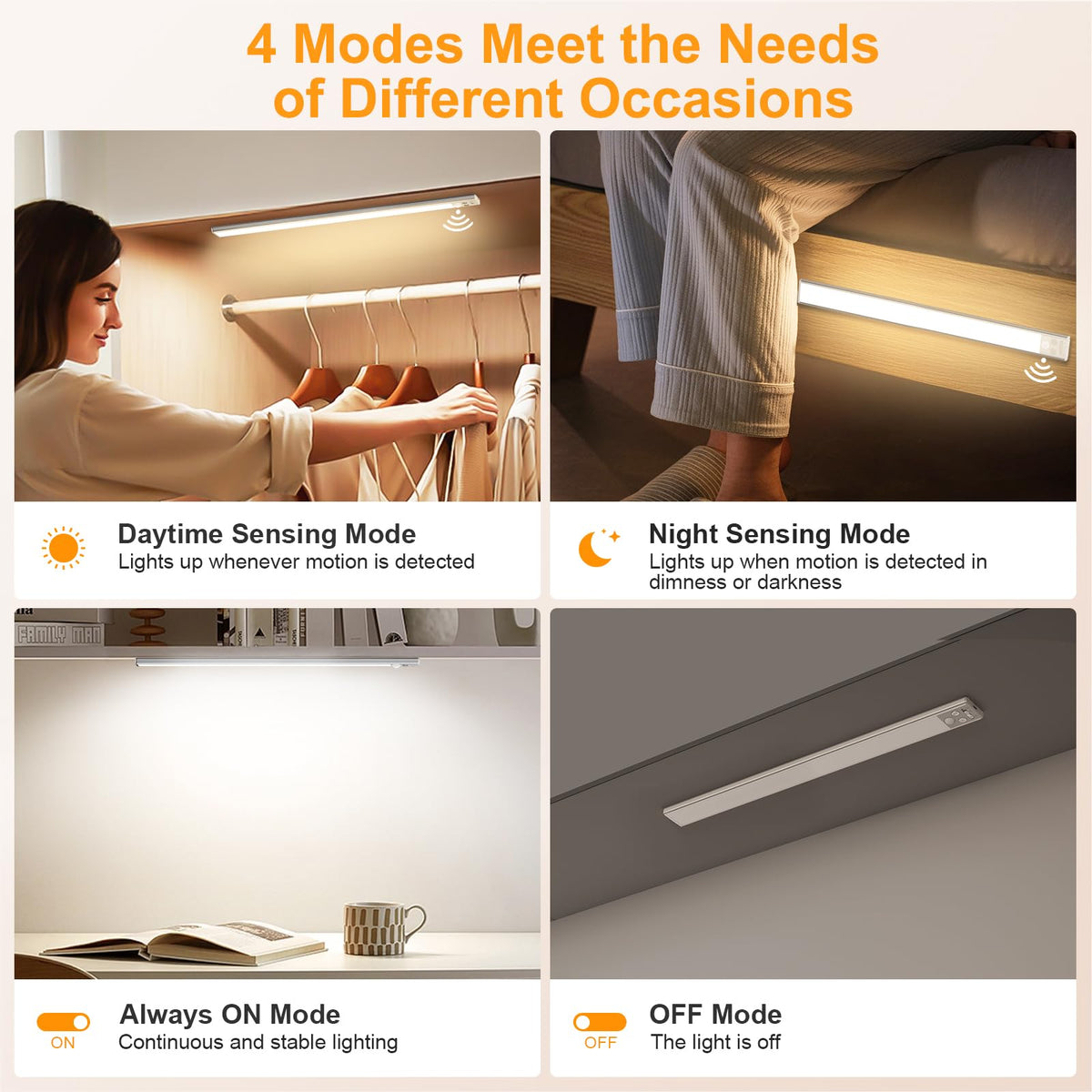 Gritin Under Cabinet Kitchen Lights Rechargeable 2 Pack-3 Color Temps