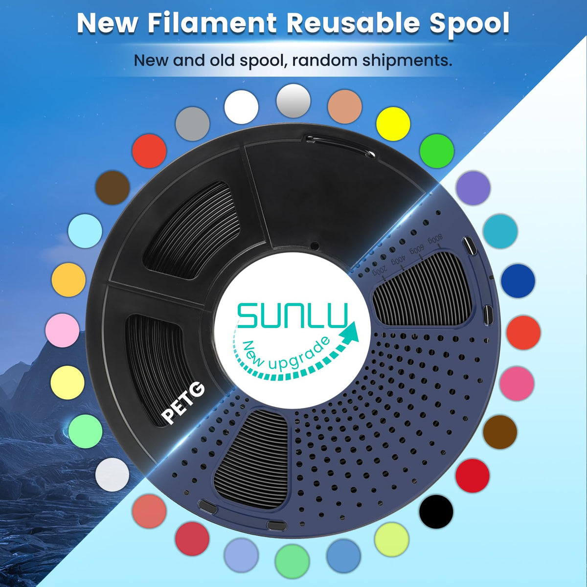 SUNLU Rapid PETG 3D Filament 1.75mm, High Speed 30-600mm/s, 1KG Blue
