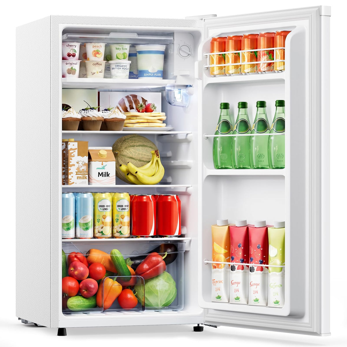 Table Top Fridge, 40L Mini Fridge With Chiller Box, Black