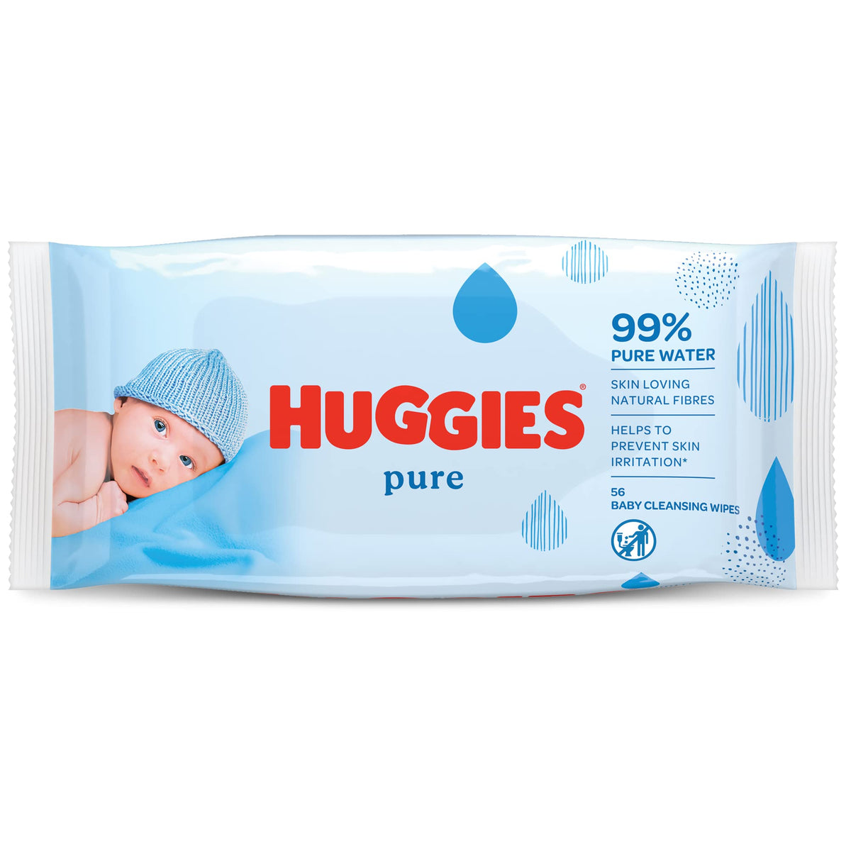 Huggies Pure Plastic Free Baby Wipes - Pack of 12 (576 Wipes) – 99% Water Wet Wipes, Fragrance Free, Hypoallergenic, Better Cleaning, Soft and Gentle on Babies' Delicate Skin