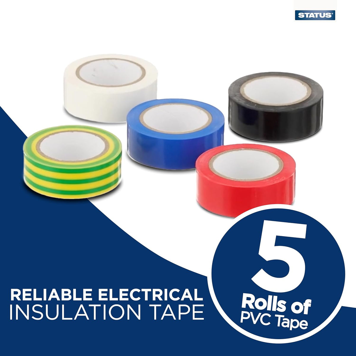 Status Electrical Insulating Tape, 10m x 20mm, 5 Pack