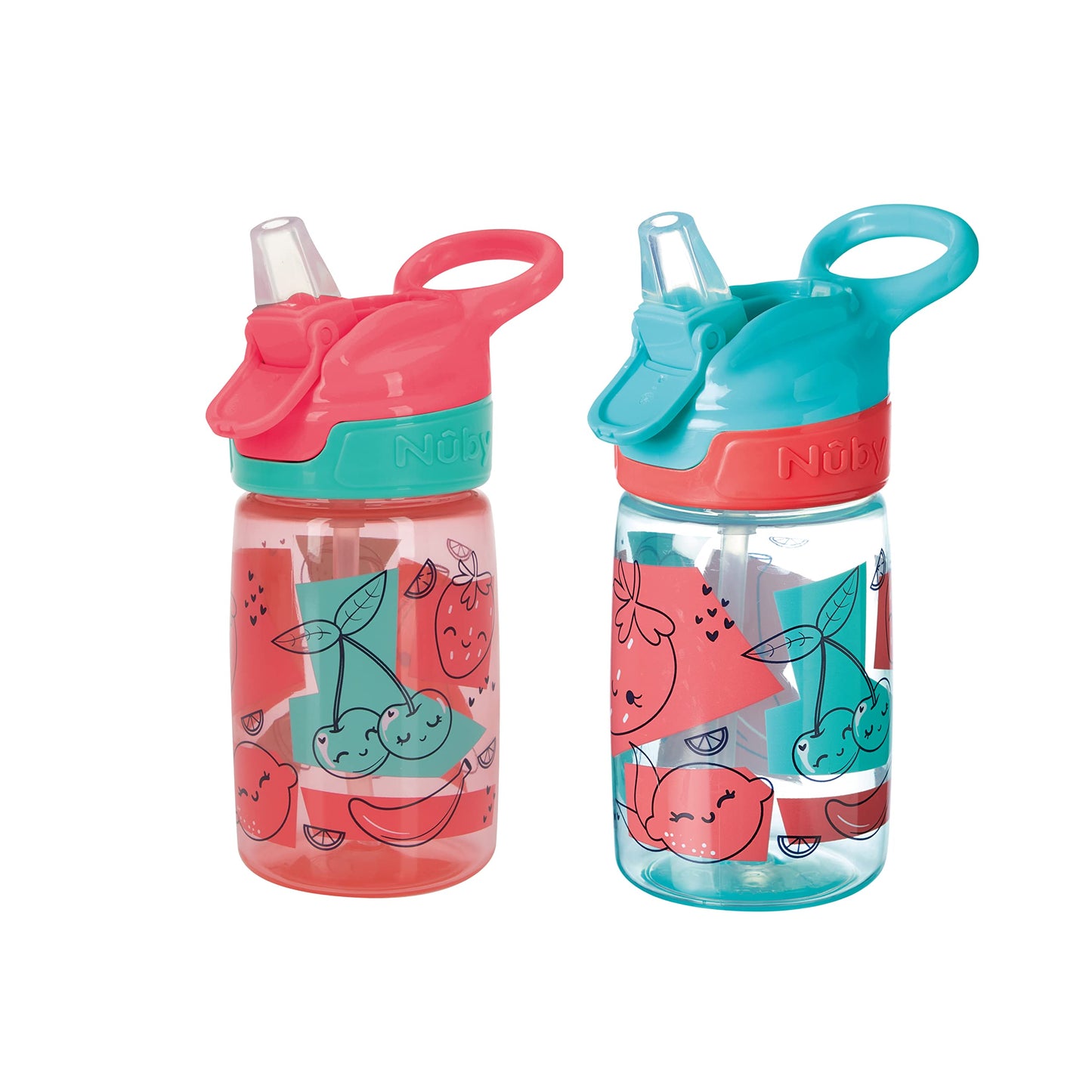 Nuby Incredible Gulp Water Bottle - No Spill Active Toddler Sippy Cup | 360ml / 12oz | Carry Handle | Dishwasher and Microwave Safe | Suitable Beaker for 18 Months Plus (Unicorns, Pack of 2)