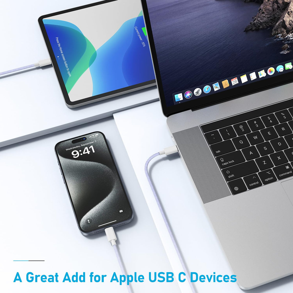 USB C Charger Cable, 2Pack 2M Braided iPhone Cable USB C to C Fast Charging for Apple iPhone 17 16 15 Pro Max Pro Plus, for iPad Pro/Air/Mini, for MacBook Air/Pro, for Samsung Galaxy Series and more