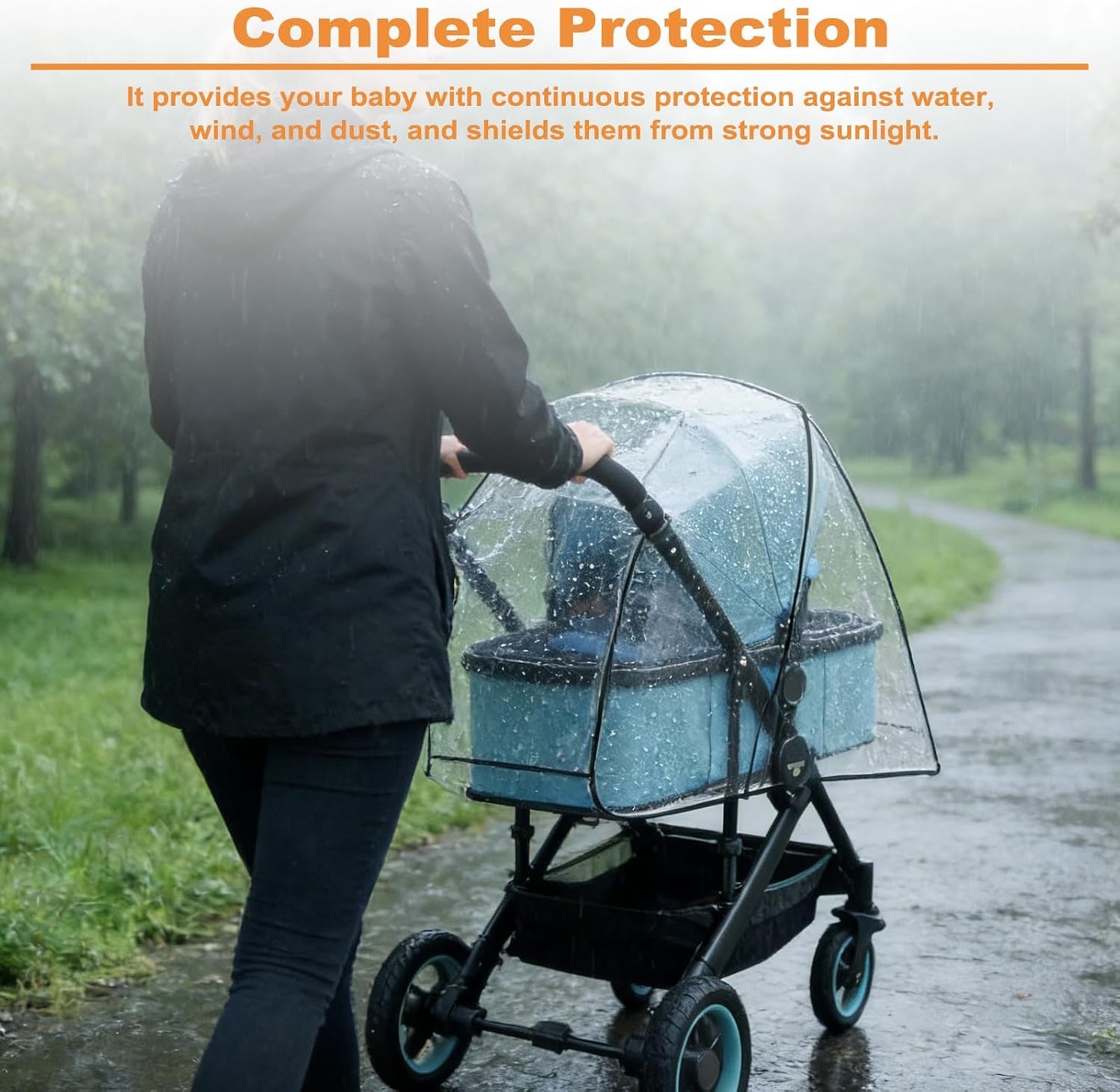 Universal Rain Cover for Pushchair & Pram - Clear EVA Weather Shield, Durable Waterproof Protection for Baby Stroller, Toddler Buggy in Heavy Rain & Wind