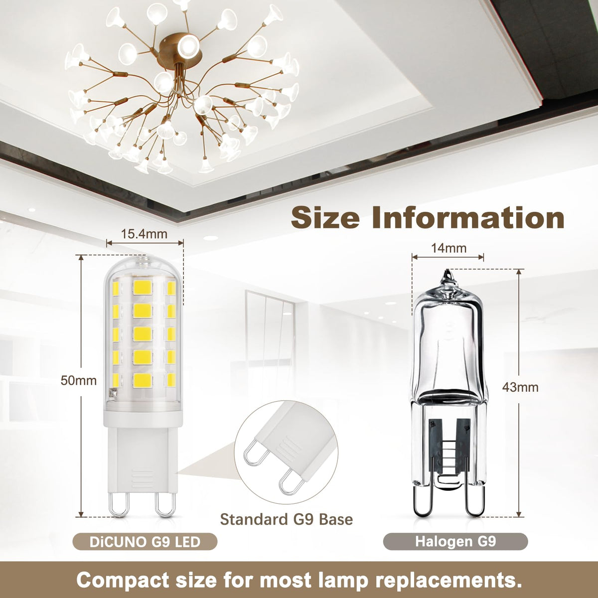 DiCUNO G9 LED Bulb Warm White 2700K, 3W=30W, 410LM, 6 Pcs
