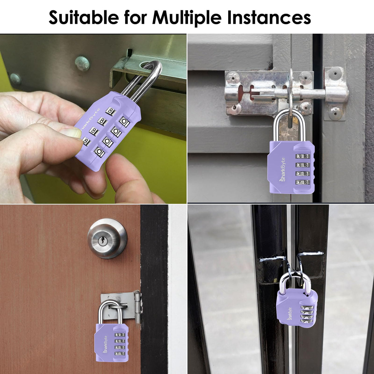 SharkByte Heavy Duty Combination Padlock – 4-Digit Weatherproof Outdoor Lock with Stainless Steel Shackle, Anti-Rust Resettable Code for Gym, School, Locker, Shed, Toolbox, Gate & Warehouse - Red