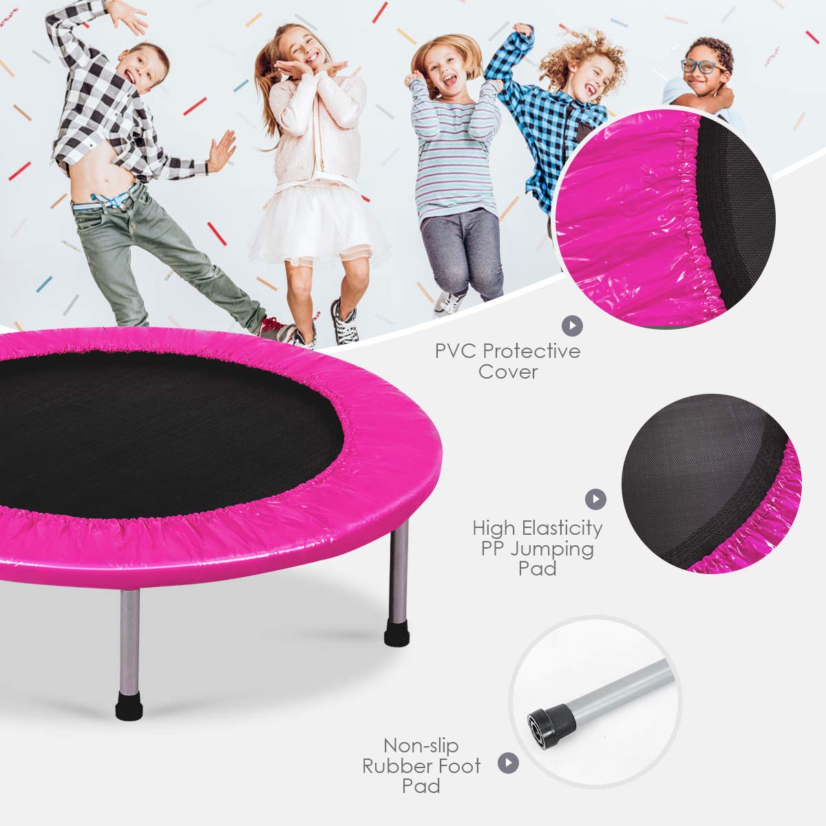 COSTWAY 38" Foldable Mini Fitness Trampoline with Carry Bag — Max 150 kg