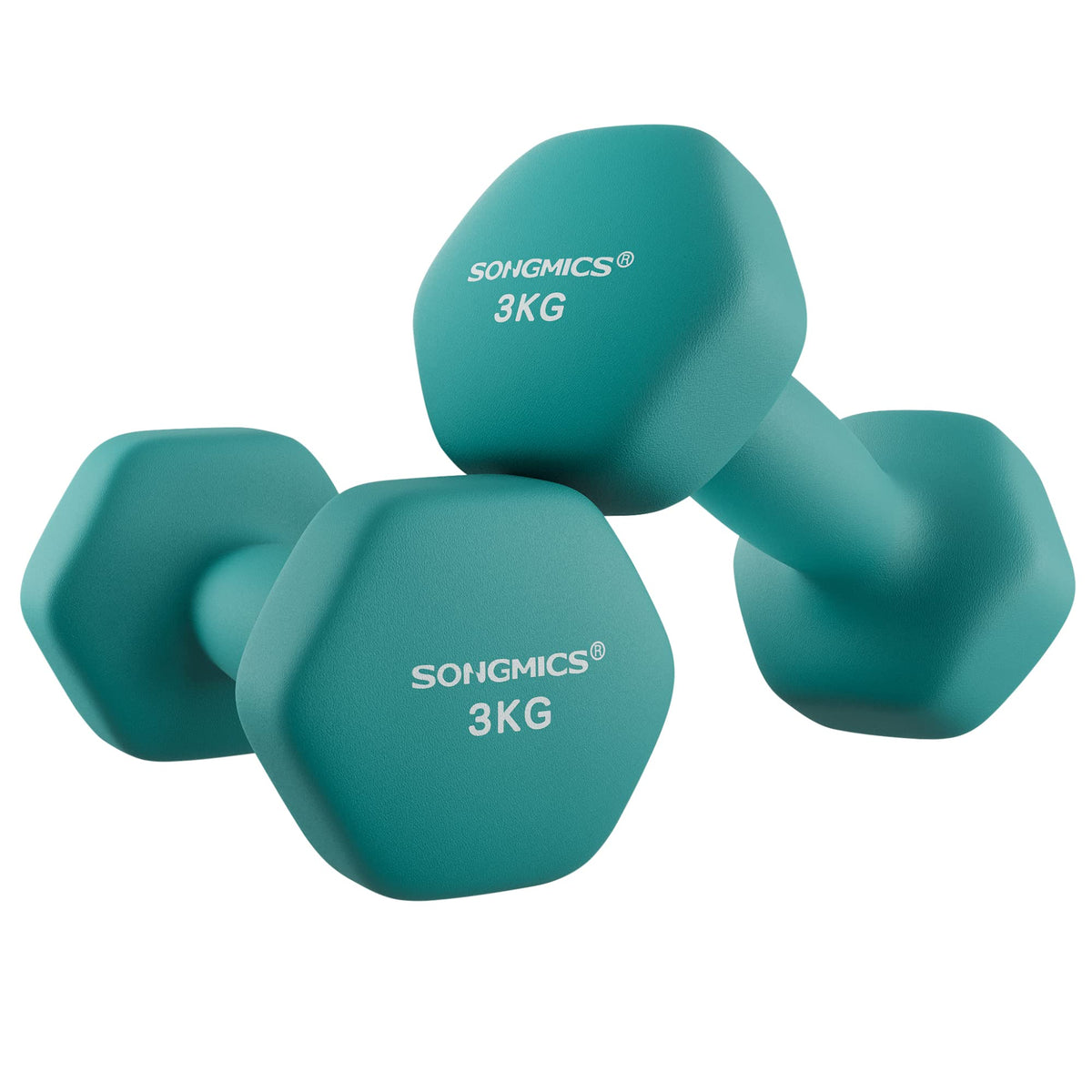 SONGMICS Set of 2 Hex Dumbbells with Neoprene Coating for Strength Training, Fitness, Home Workout