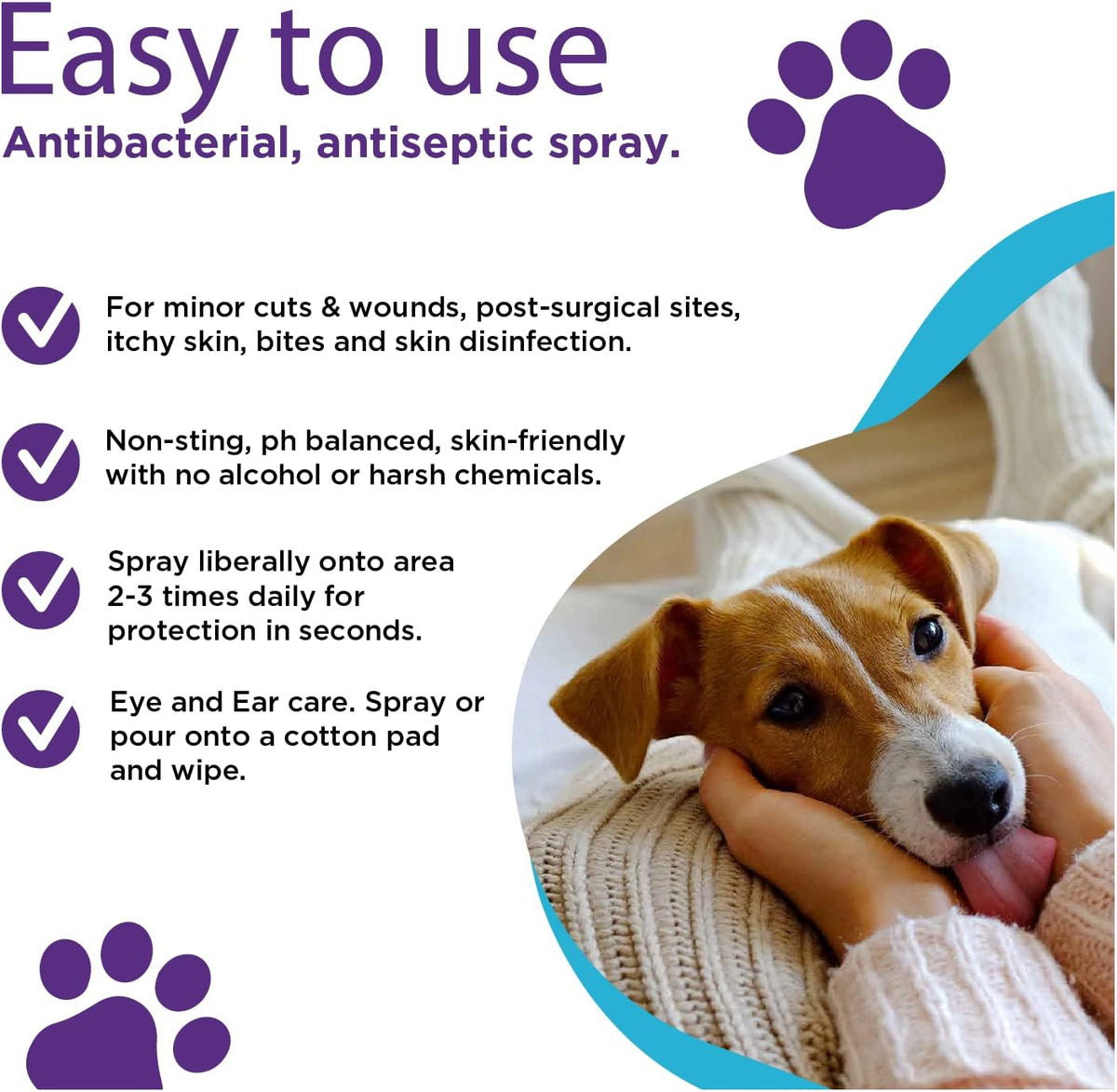 RenaSan Animal First Aid Spray (100ml) – Wound Disinfection, Kills Bacteria & Stops Itching, Alcohol-Free, Non-irritating, for Dogs, Cats & all other animals.