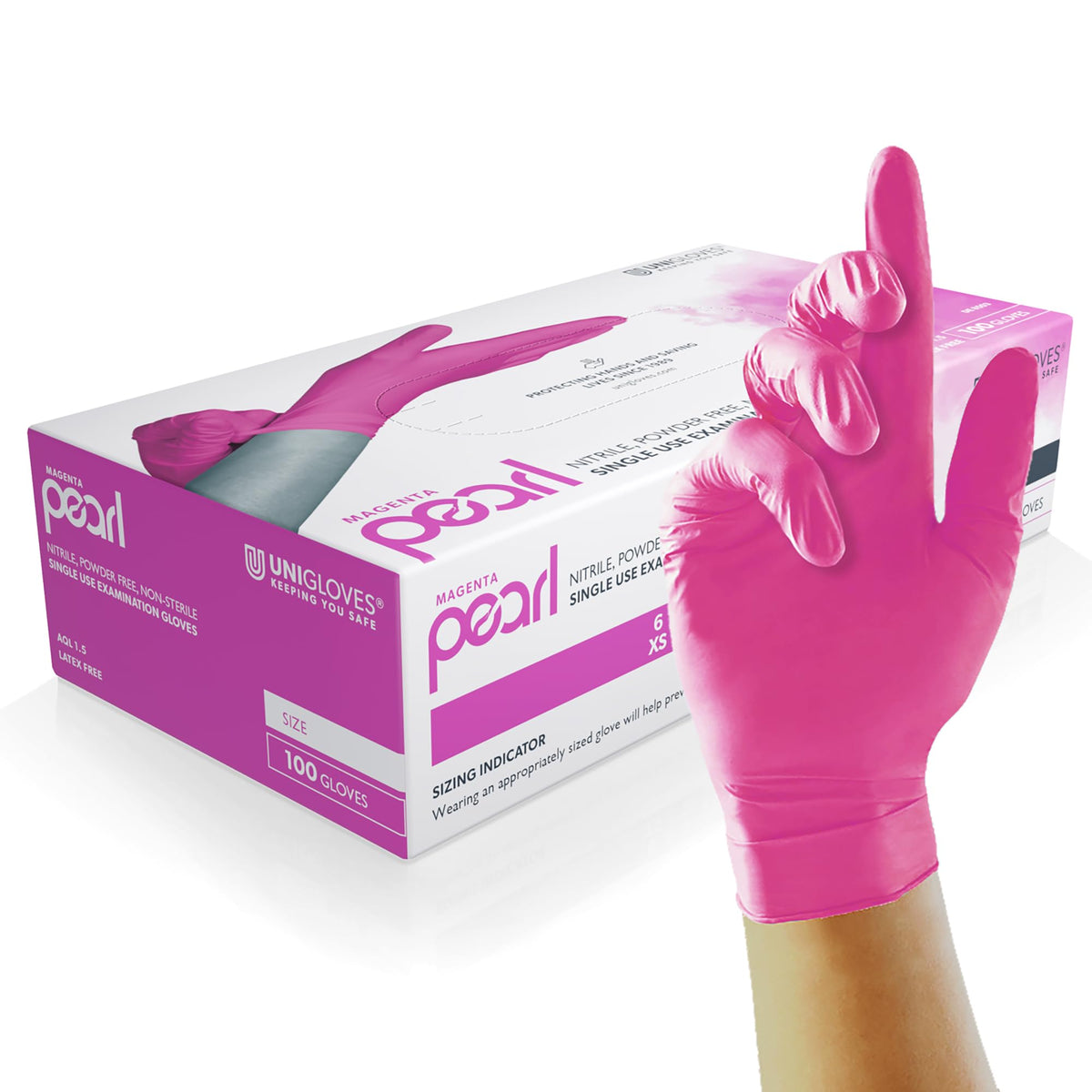 Unigloves White Pearl Nitrile Examination Gloves