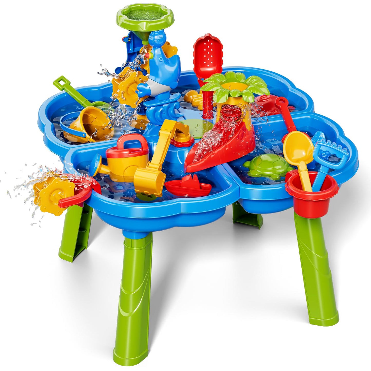 Ci Vetch Sand and Water Table for Toddlers 1-3, Kids Outdoor Activity Water Tables with Beach Fun Sand Toy, Summer Outside Toys Water Playset for Toddler Boys Girls Ages 2 3 4 5 6 7 8