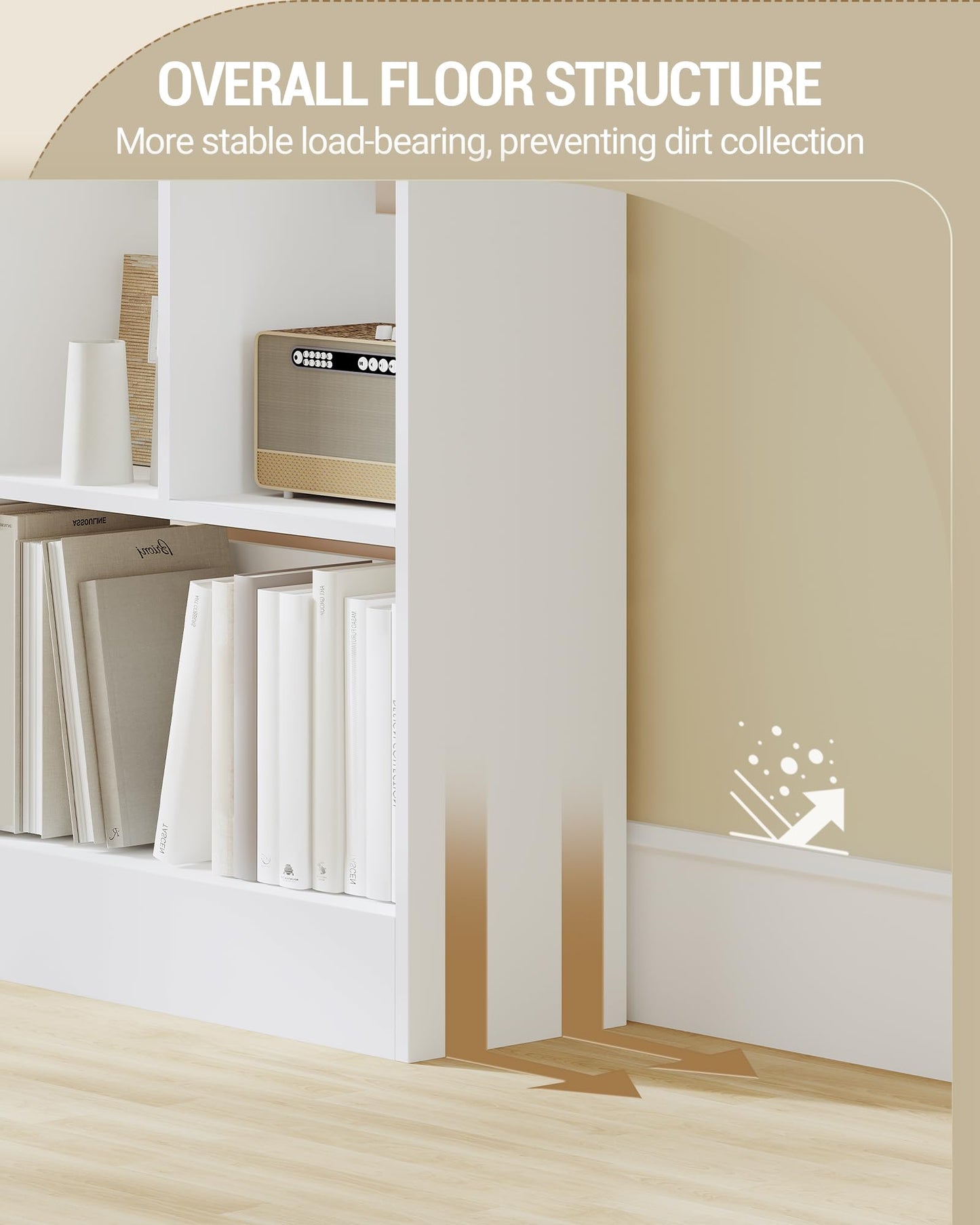 Hzuaneri 6-Tier Bookcase, Bookshelf with 8 Adjustable Storage Shelf Unit, White Bookcase for Living Room, Home Office, Bedroom, Study, 24 x 60 x 199 cm, White, BC11703X