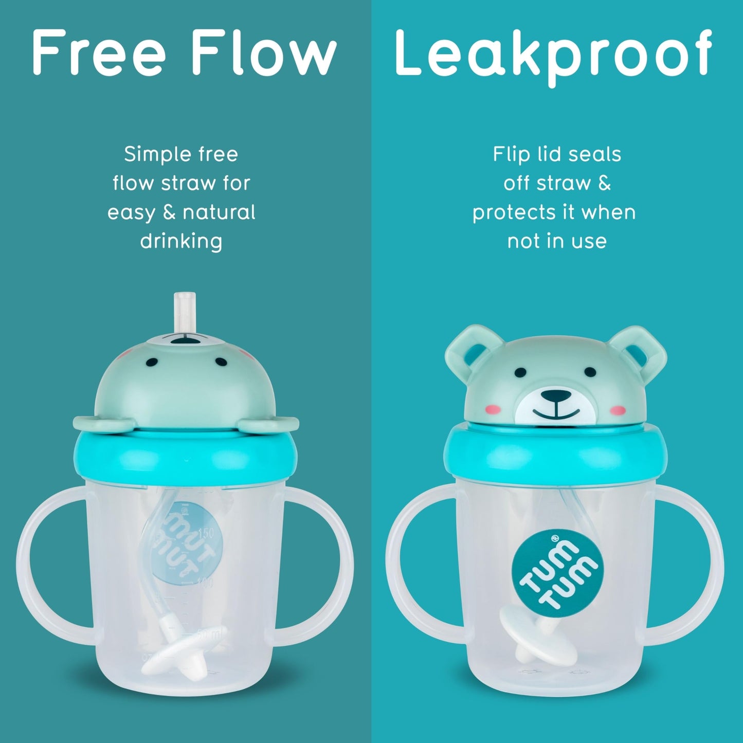 TUM TUM Tippy Up Free Flow Sippy Cup (No Valve), Sippy Cup for Toddlers, 200ml, BPA Free (Betsy Bear S3)
