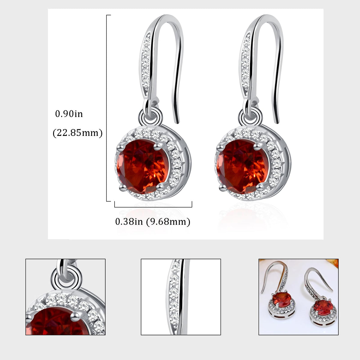 Birthstone Drop Earrings for Women, Silver Plated Dangle Earrings