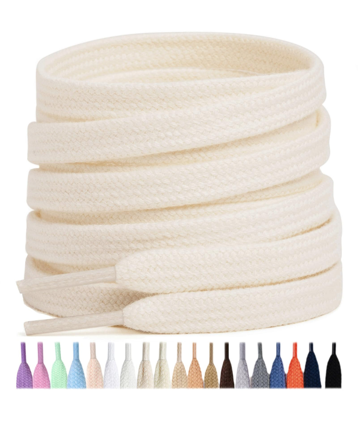 Stepace 2 Pairs Cotton Flat Shoe Laces 8mm Wide Shoelaces for Sneaker