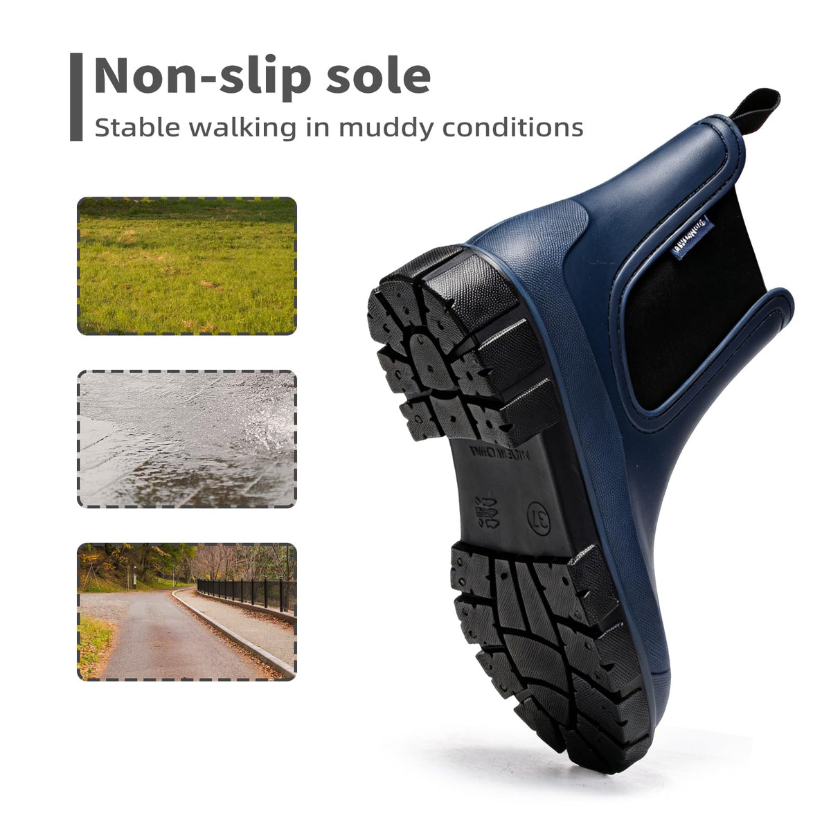 DRECAGE Wellies Boots Women Waterproof Short Chelsea Fashion Ladies Comfortable Rain Boots Outdoors Garden Walking