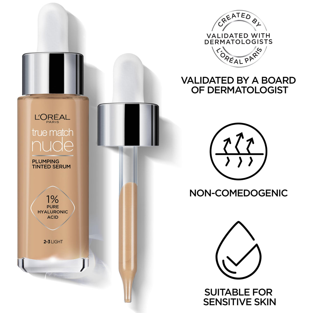 L'Oréal Paris Nude Plumping Tinted Serum with Hyaluronic Acid, Shade 4-5