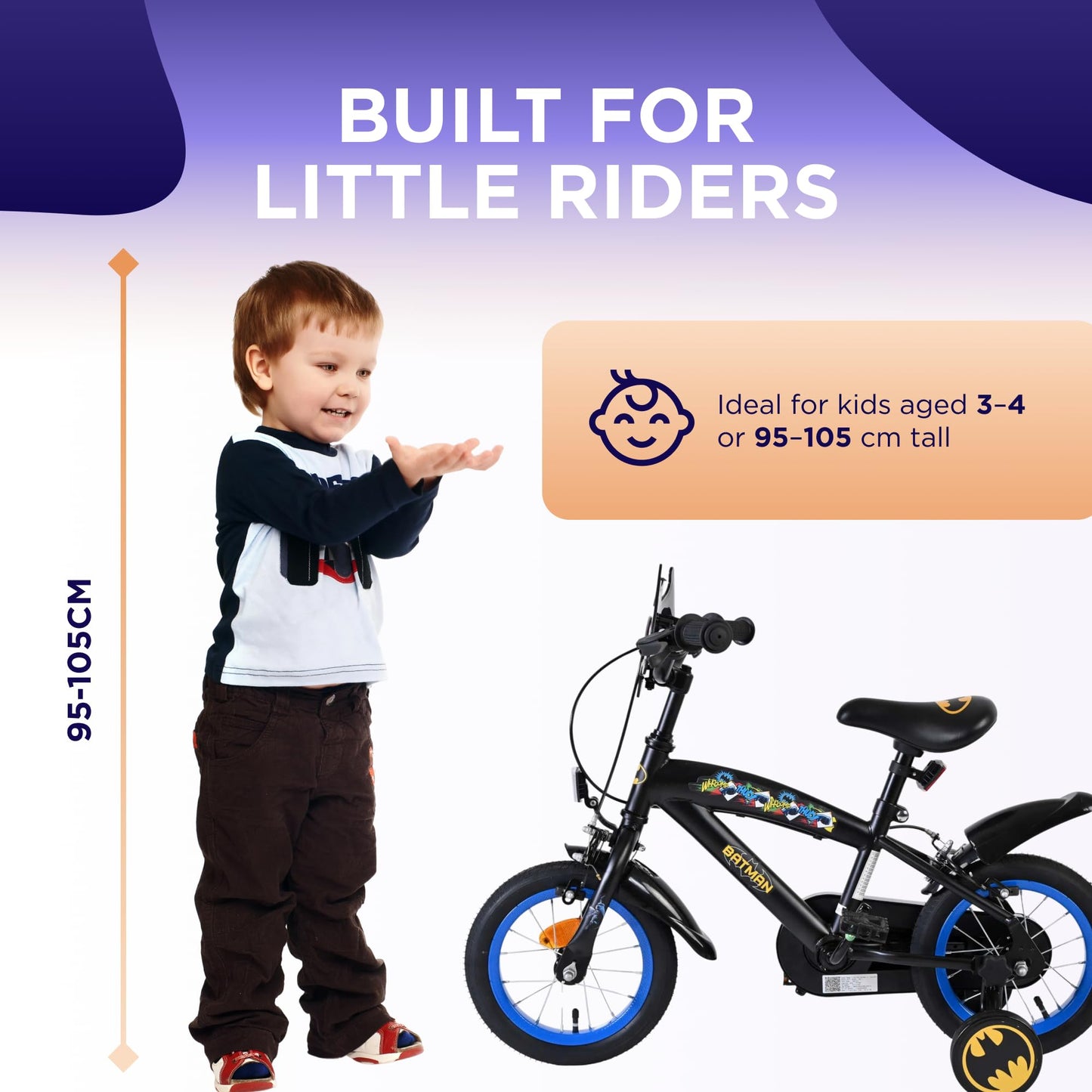 Volare Official Marvel Spider-Man Kids Bike 12" with Stabilisers — Ages 3-4