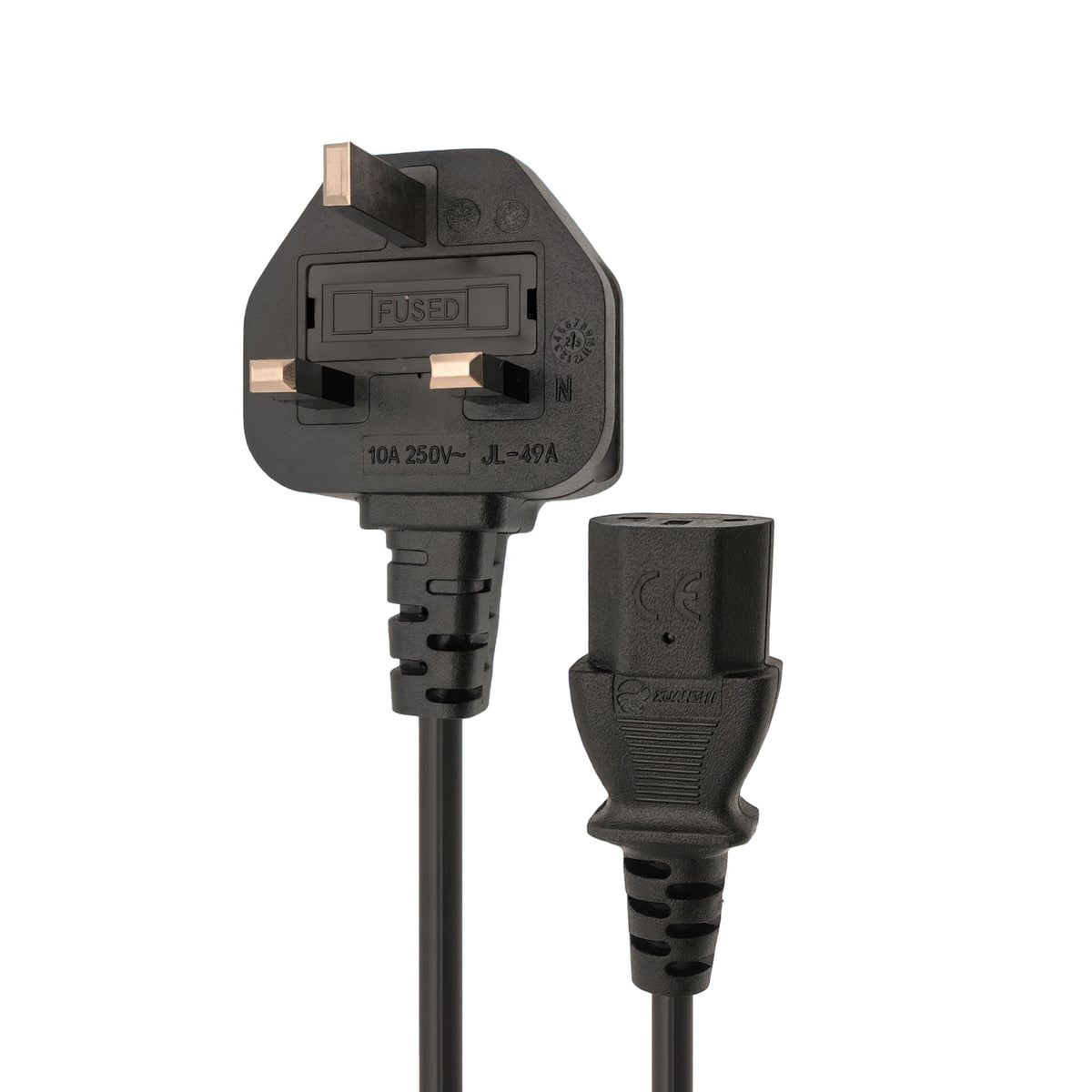 Double Dragon UK 3-Pin Plug to IEC C13 Power Cable – 1 Metre | 10A Fused BS1363 Plug | VDE Certified H05VV-F 3G 1.0mm² Copper Core | CE & BS Approved Black PVC Kettle Lead for PC, Monitor, Printer