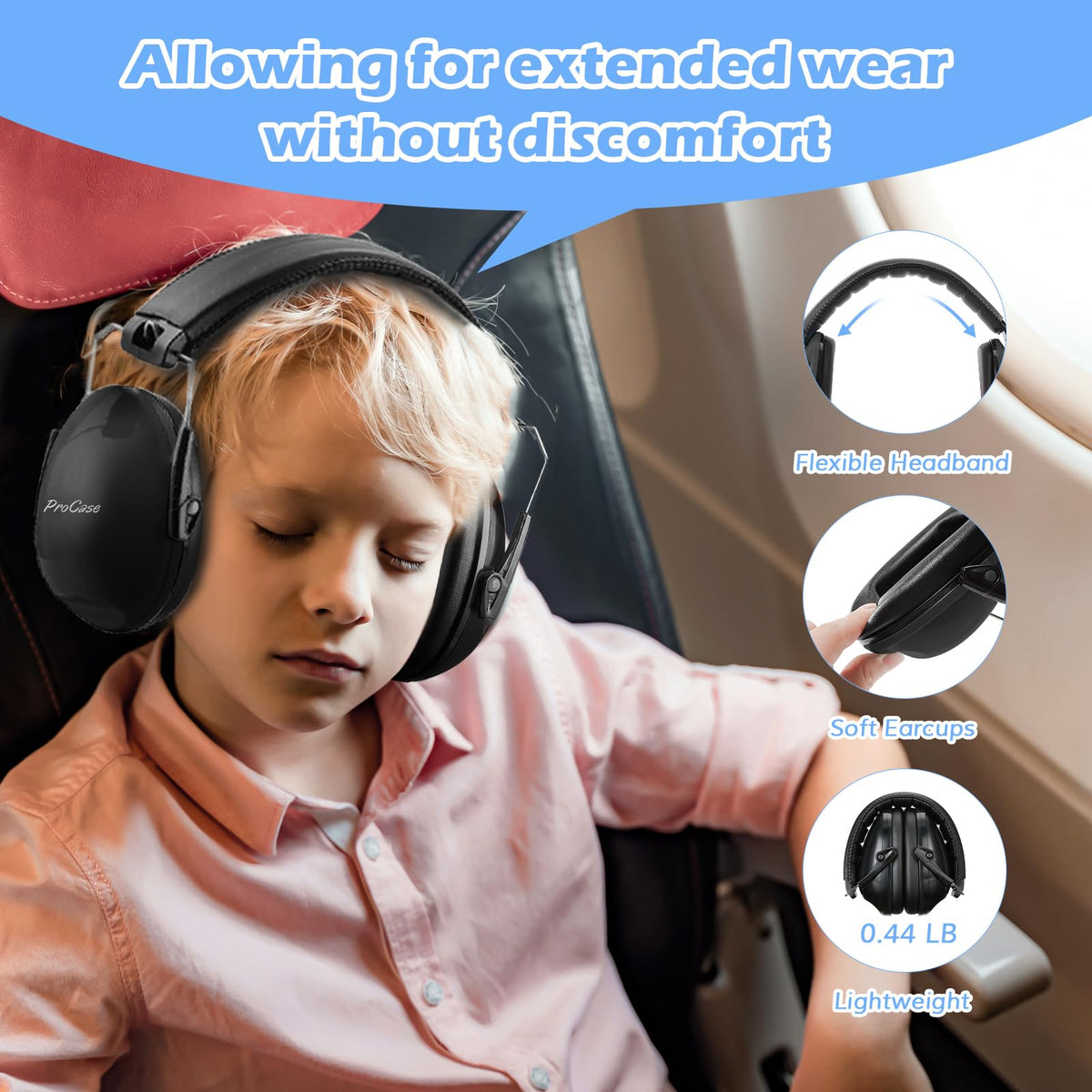 ProCase Ear Defenders for Children/Toddlers 3-16 Years SNR 27dB -Blue