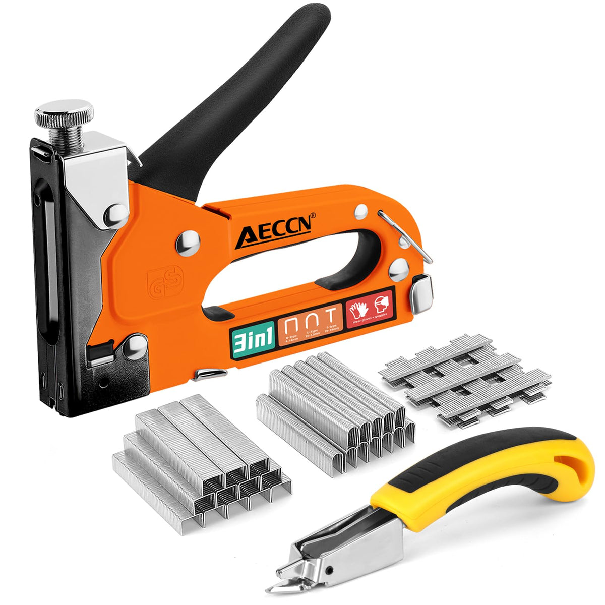 AECCN 3-in-1 Staple Gun for Wood & Furniture, and DIY Decoration, Silver