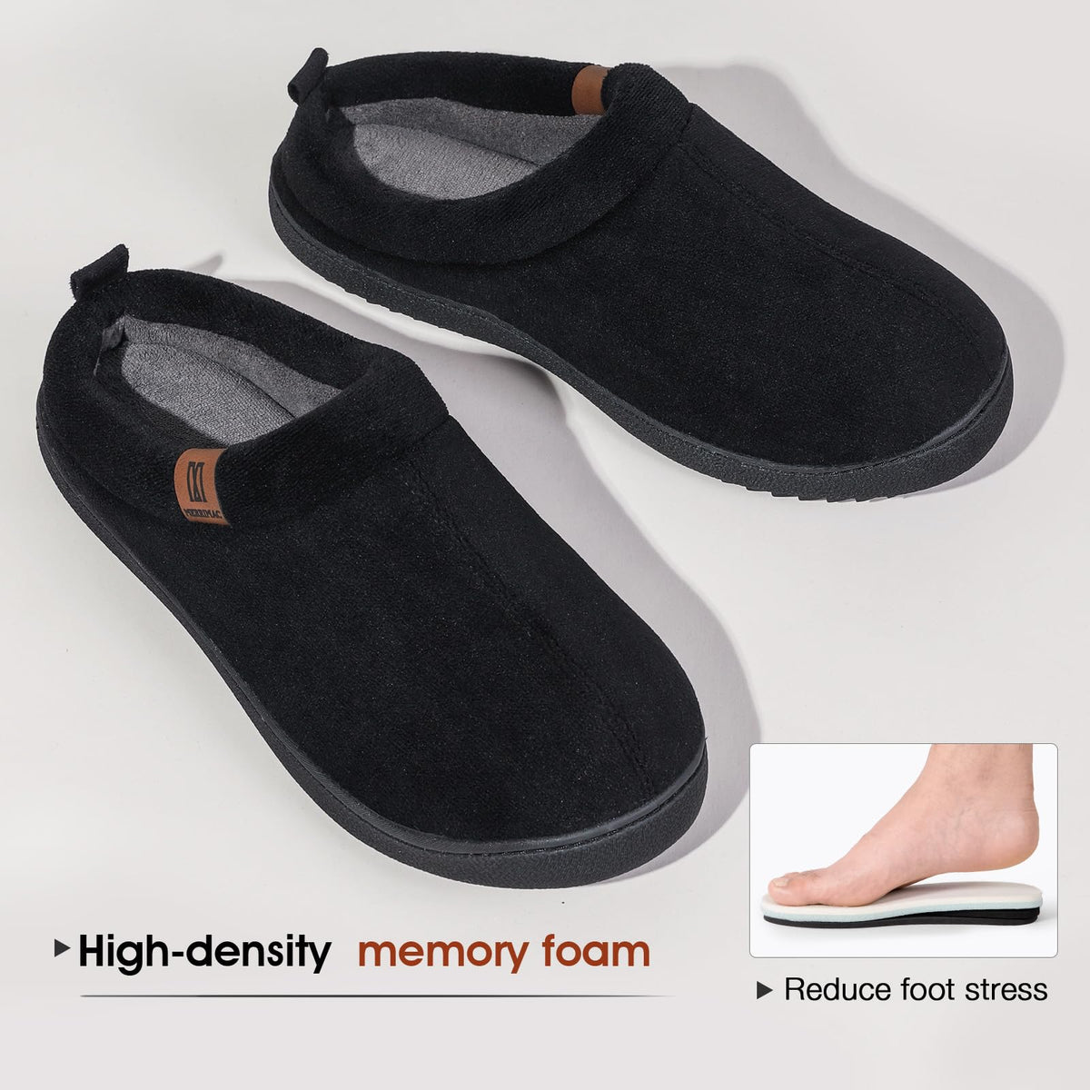 MERRIMAC Men's Slip-on Slippers Memory Foam Non-slip Indoor House Shoes