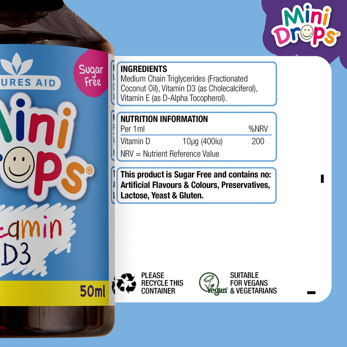 Natures Aid Mini Drops Multi-Vitamin for Babies, Kids & Children 50ml