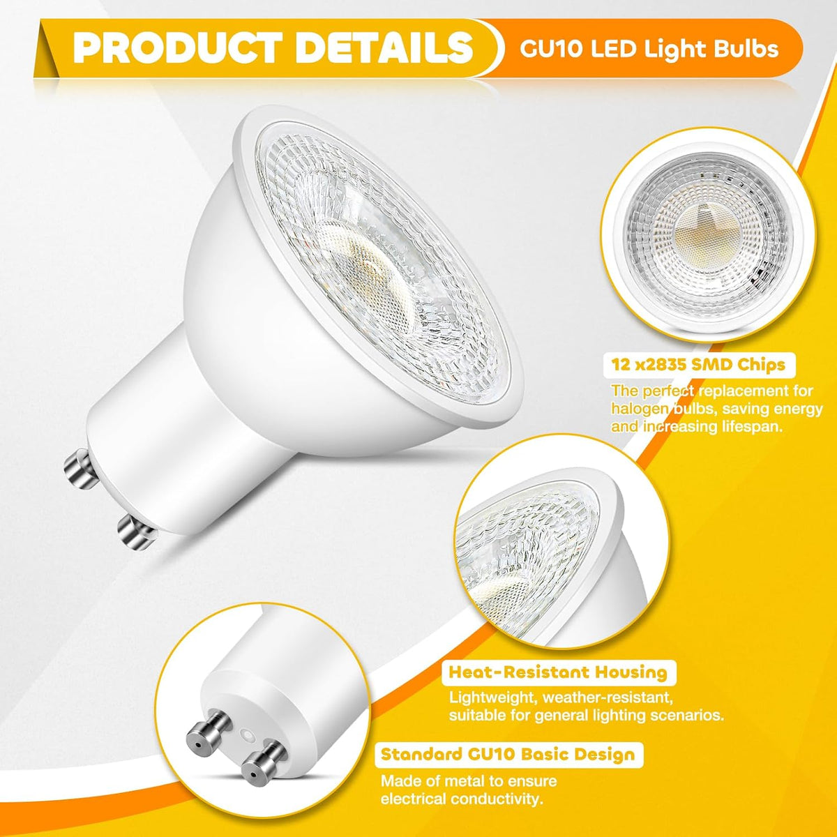 Morotty GU10 LED Spotlight Bulbs, GU10 LED Bulbs 5W Neutral White 4000K