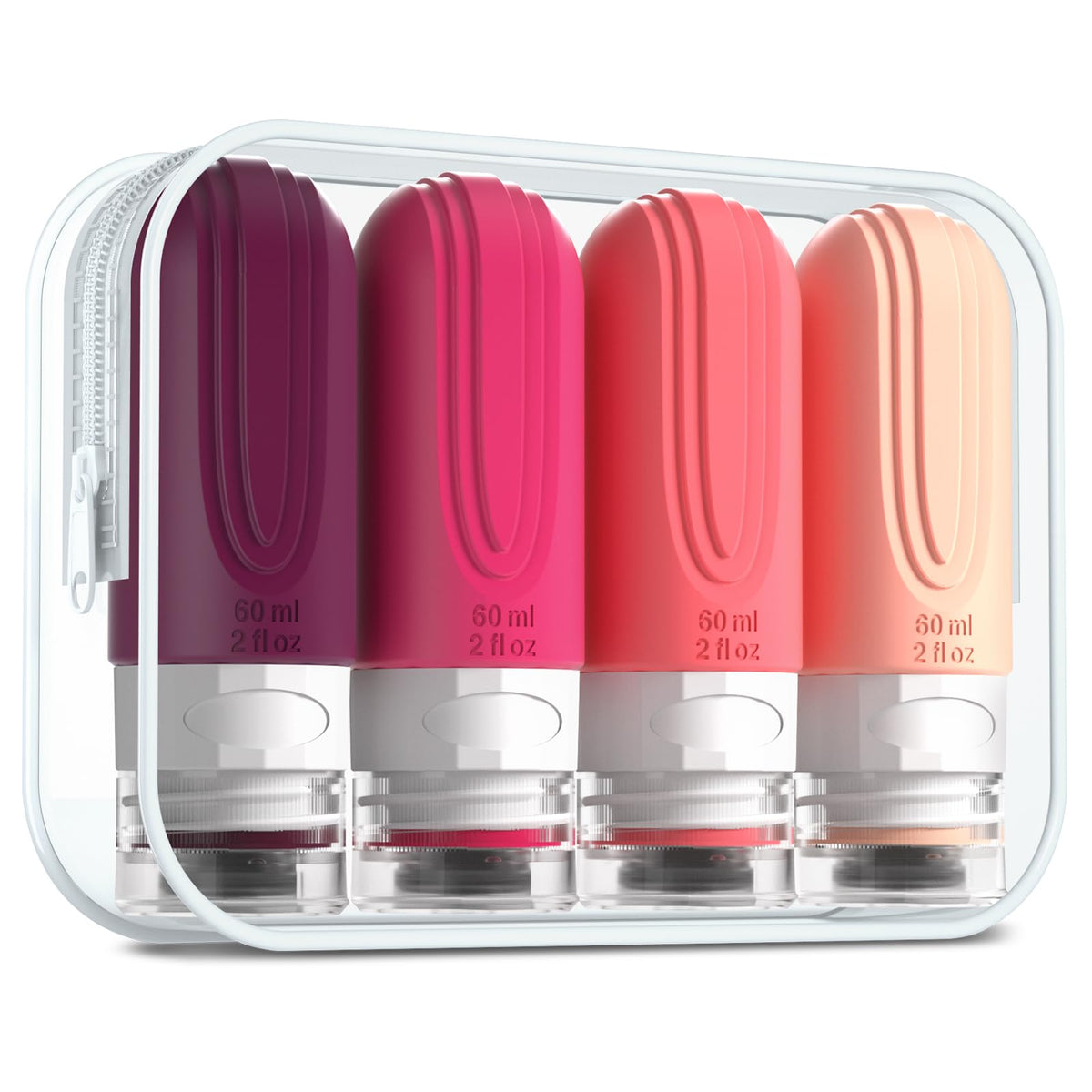 Mrsdry Travel Bottle for Toiletries, Leak Proof Silicone Travel Size 90ml Bottles Refillable Containers for Liquid Shampoo, BPA Free and TSA Approved Travel Accessories with Clear Bag (4 Pack)